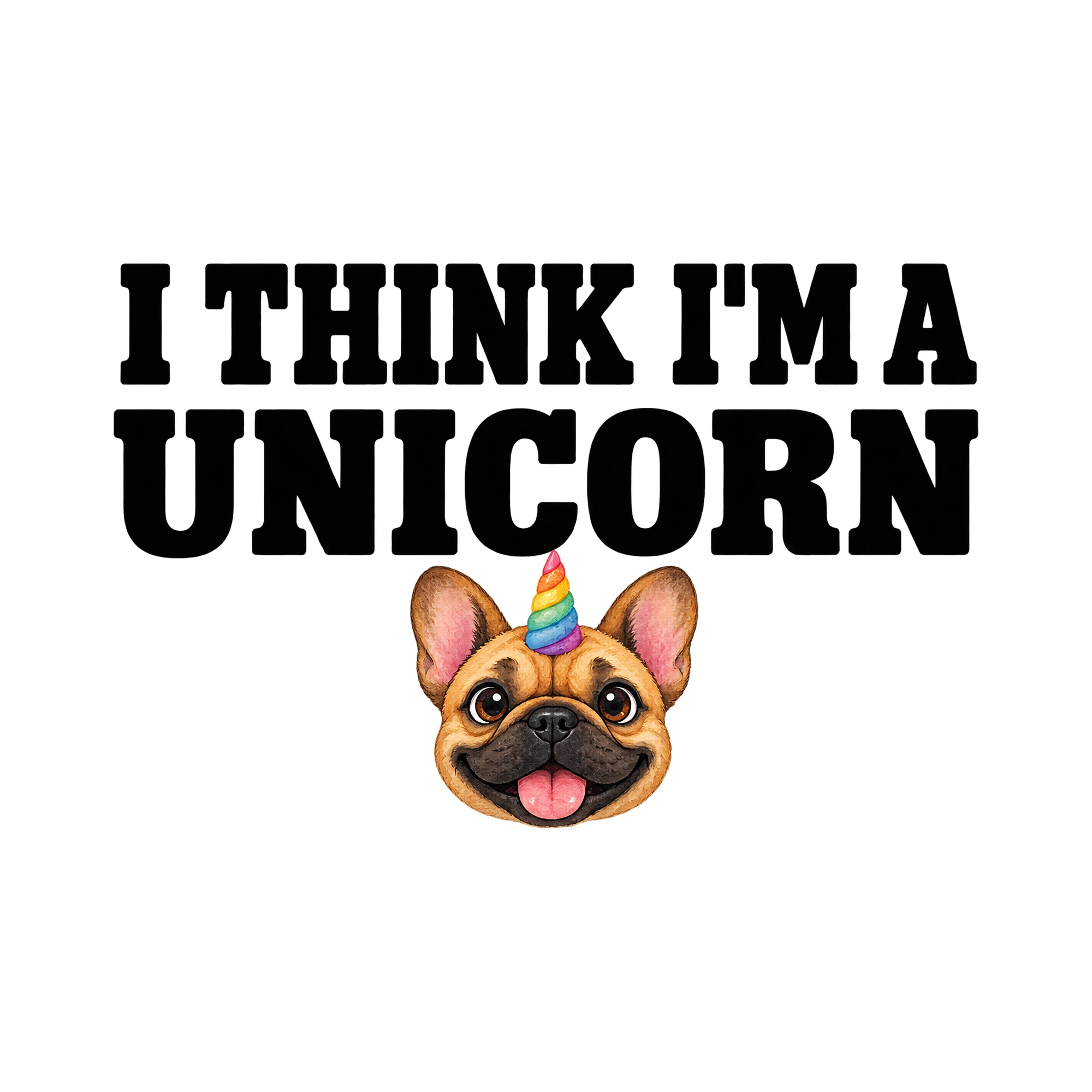 Bügelbild „I THINK I'M A UNICORN“ | Tiere Shirt Spruch als Grafik auf weißem Hintergrund (BB016114)
