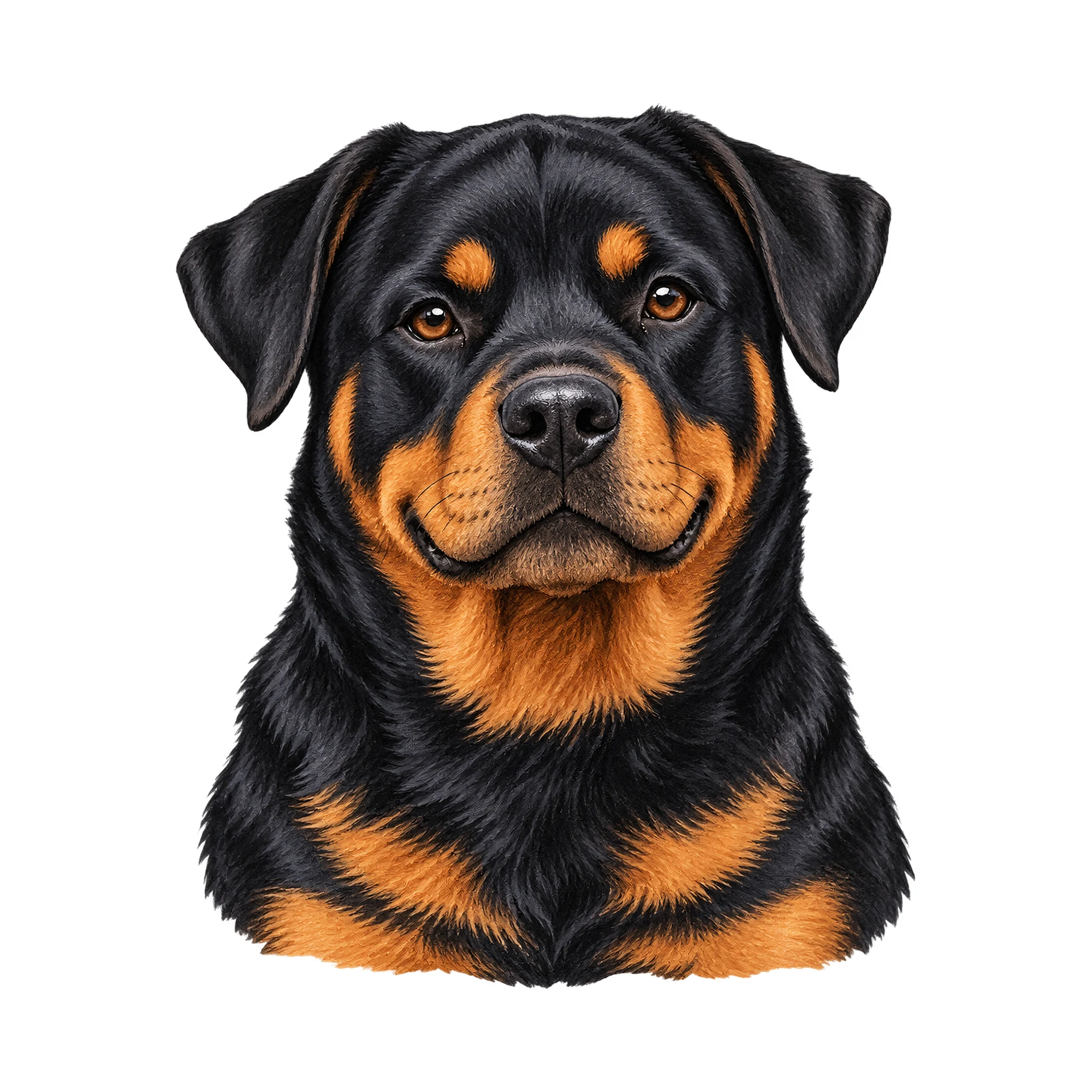 Bügelbild Rottweiler, Lustiger Shirt Motiv als Grafik auf weißem Hintergrund (BB015864)