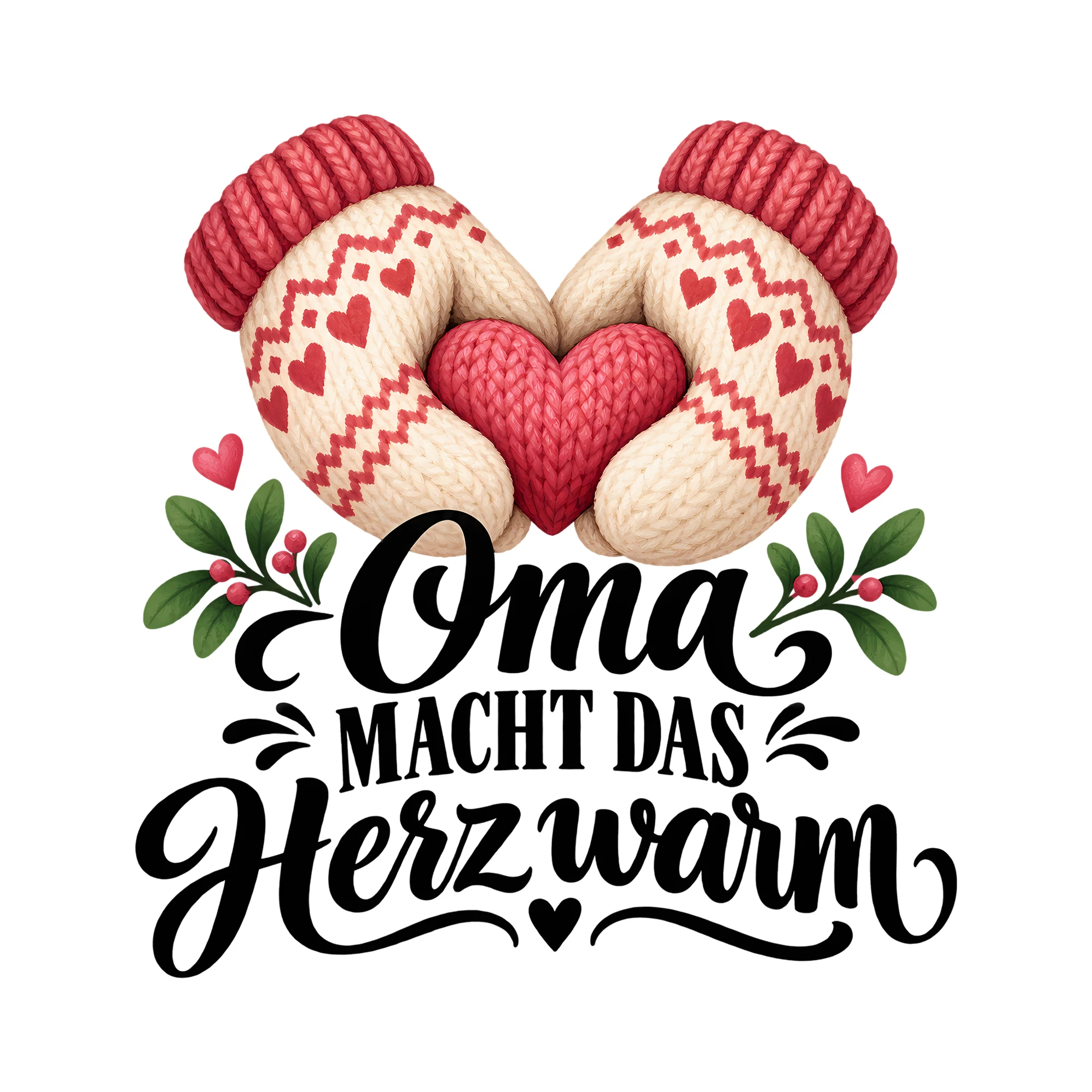 Bügelbild Oma macht das Herz warm als Grafik auf weißem Hintergrund (BB012492)
