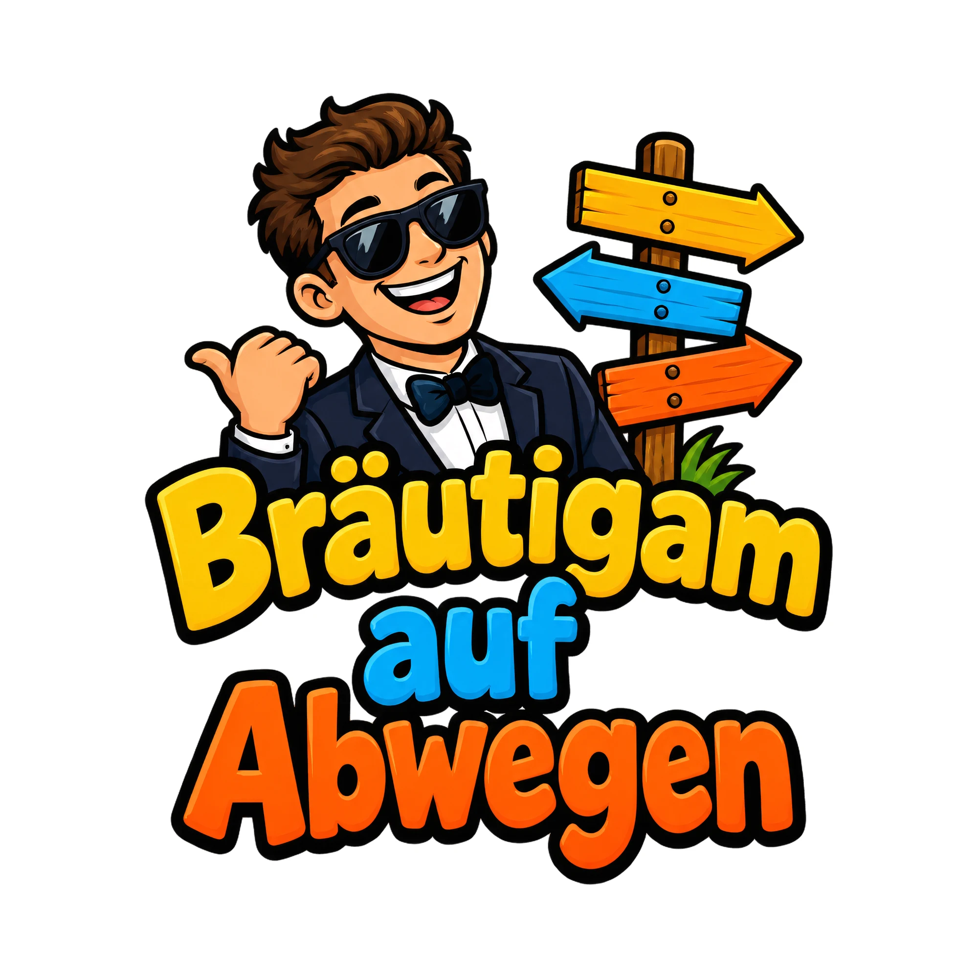 Bügelbild Braeutigam auf abwegen als Grafik auf weißem Hintergrund (BB016379)