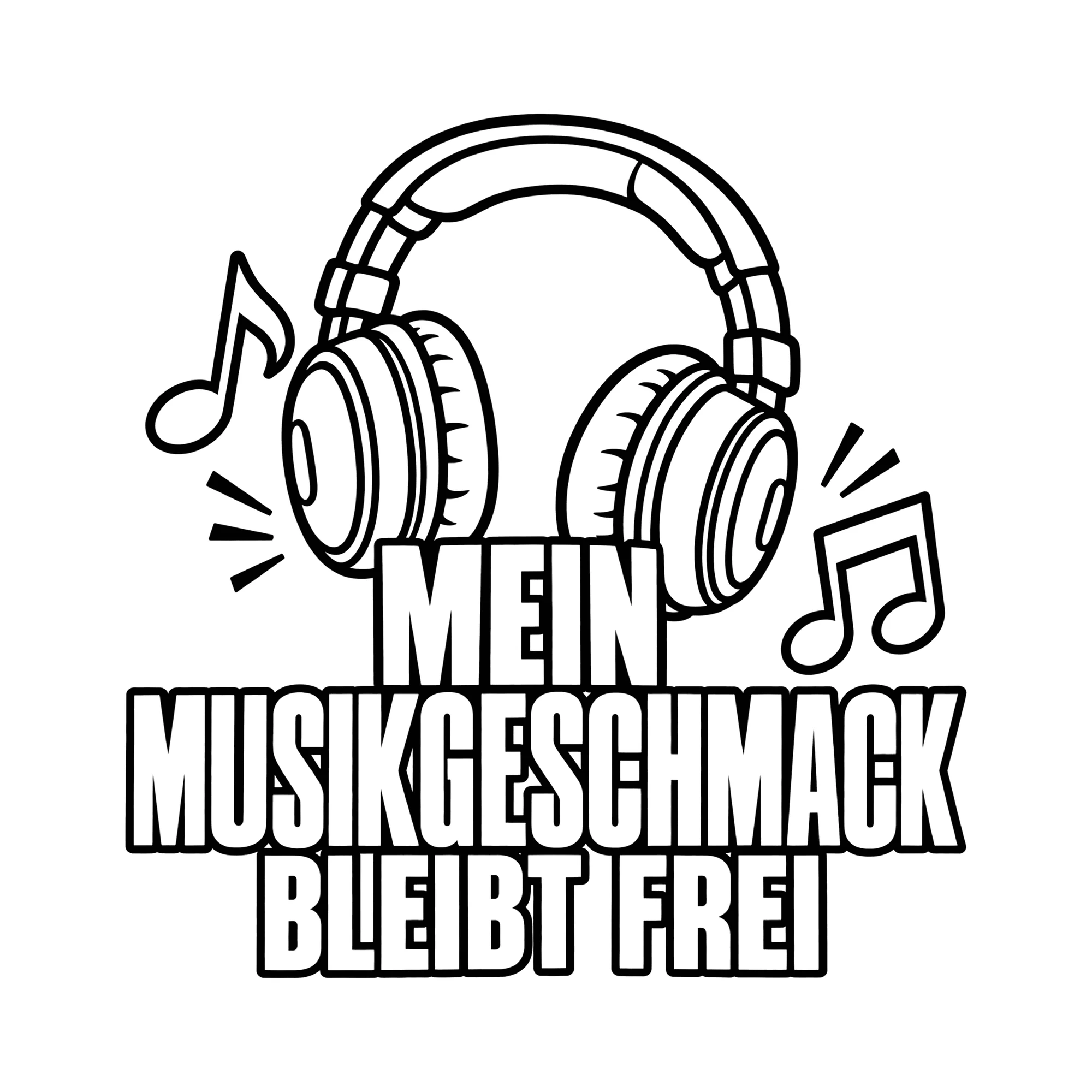 Bügelbild MEIN MUSIKGESCHMACK BLEIBT FREI als Grafik auf weißem Hintergrund (BB013017)