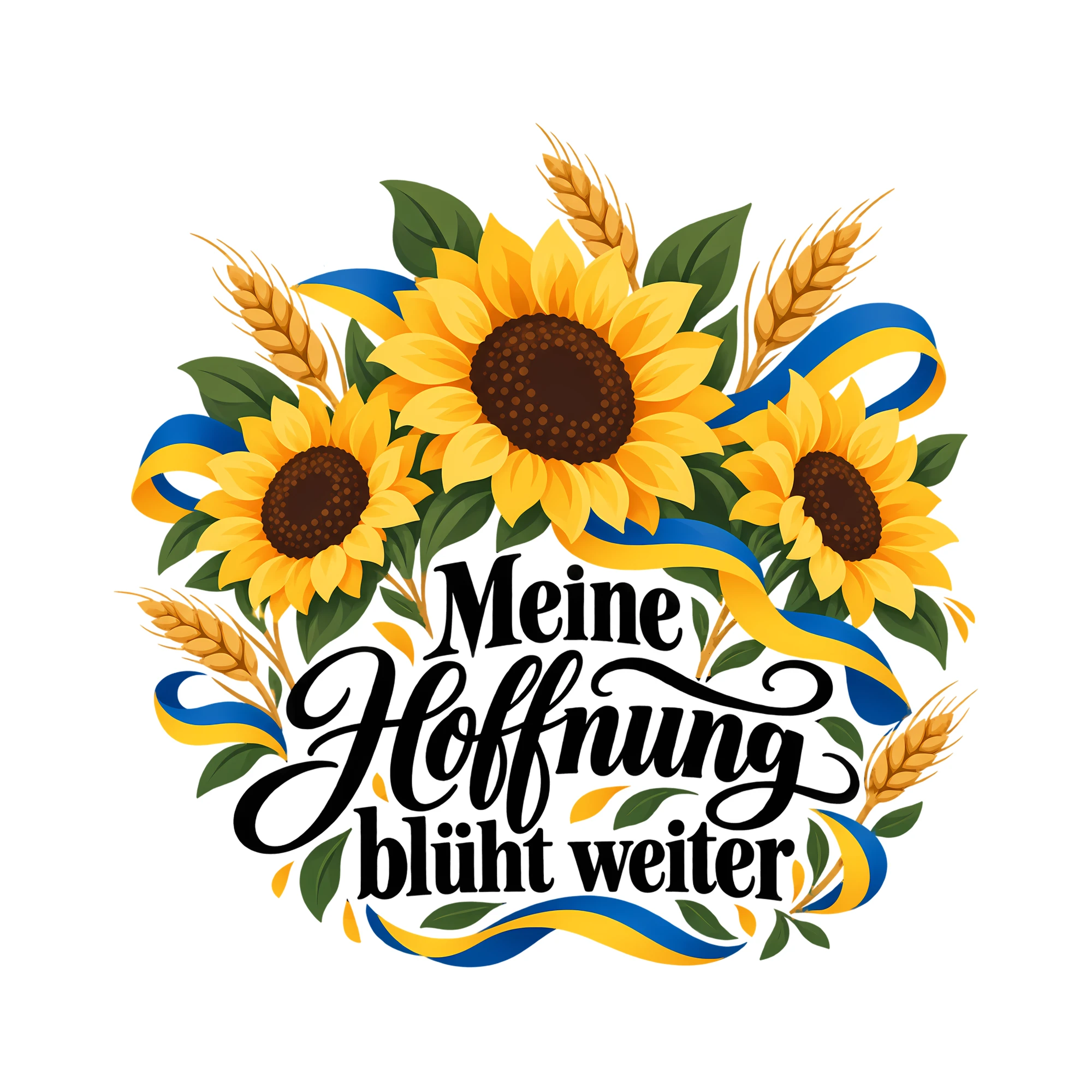 Bügelbild Meine Hoffnung blüht weiter als Grafik auf weißem Hintergrund (BB013689)