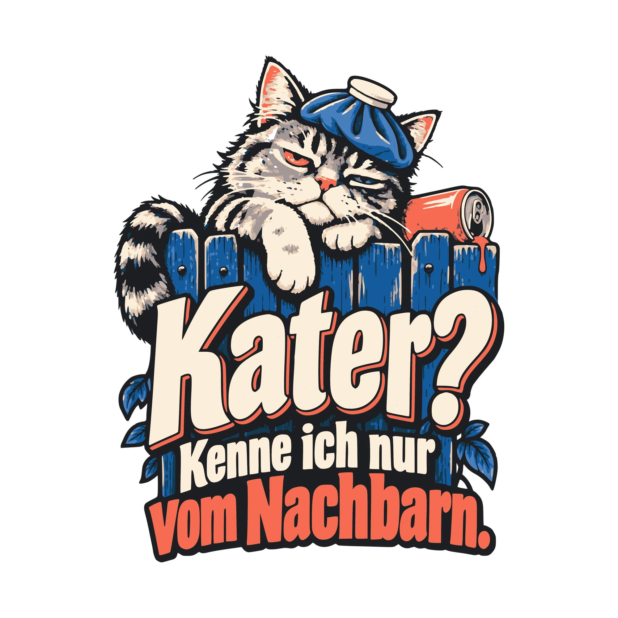 Bügelbild Kater? Kenne ich nur vom Nachbarn. als Grafik auf weißem Hintergrund (BB011091)