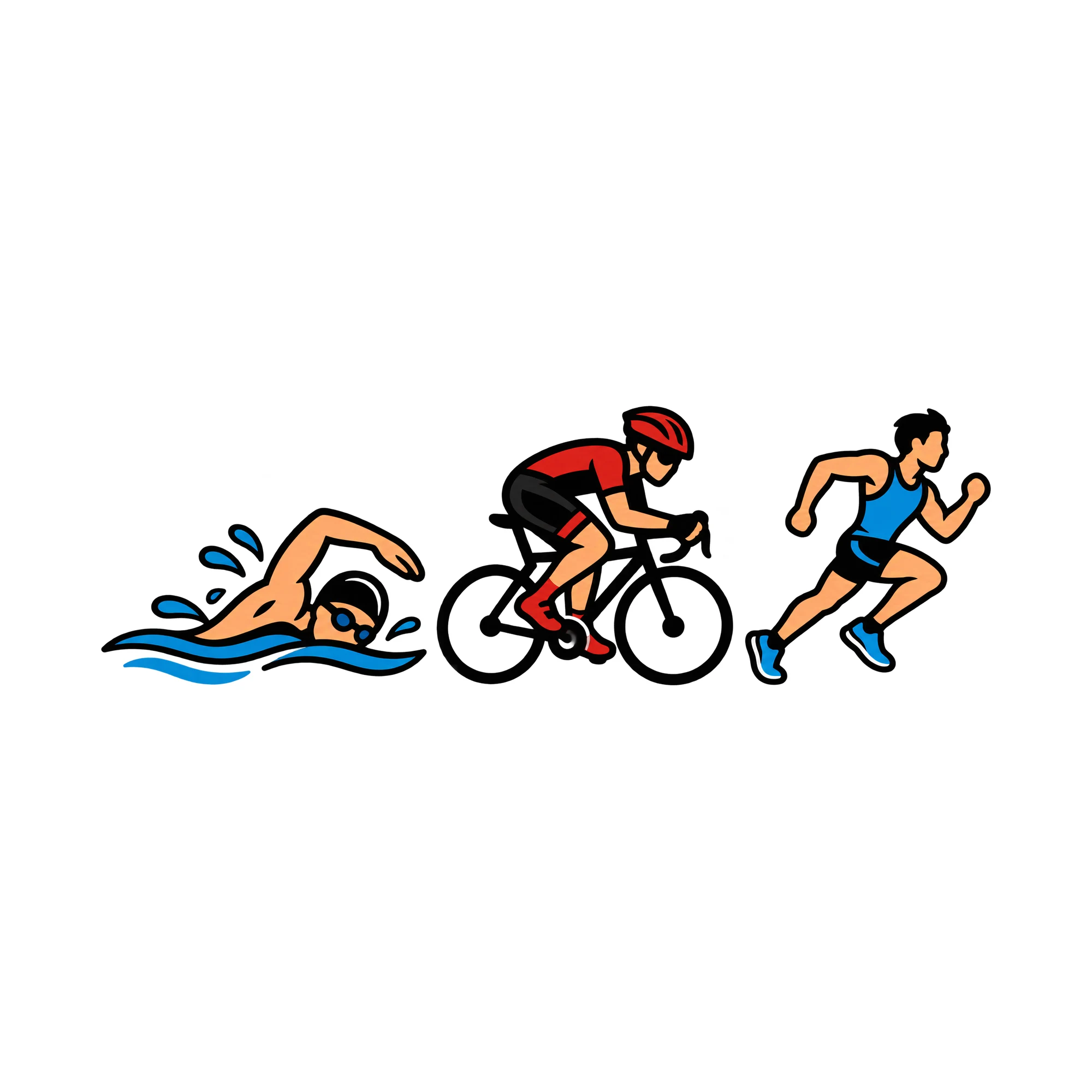 Bügelbild Triathlon, Lustiger Shirt Motiv als Grafik auf weißem Hintergrund (BB016011)