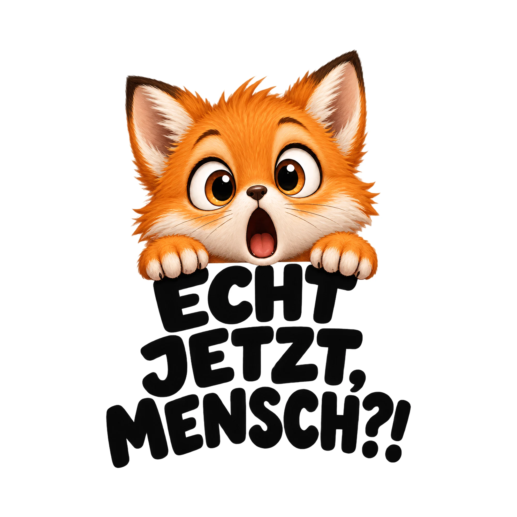 Bügelbild Echt jetzt, Mensch?!, Tiere Shirt Spruch als Grafik auf weißem Hintergrund (BB017195)