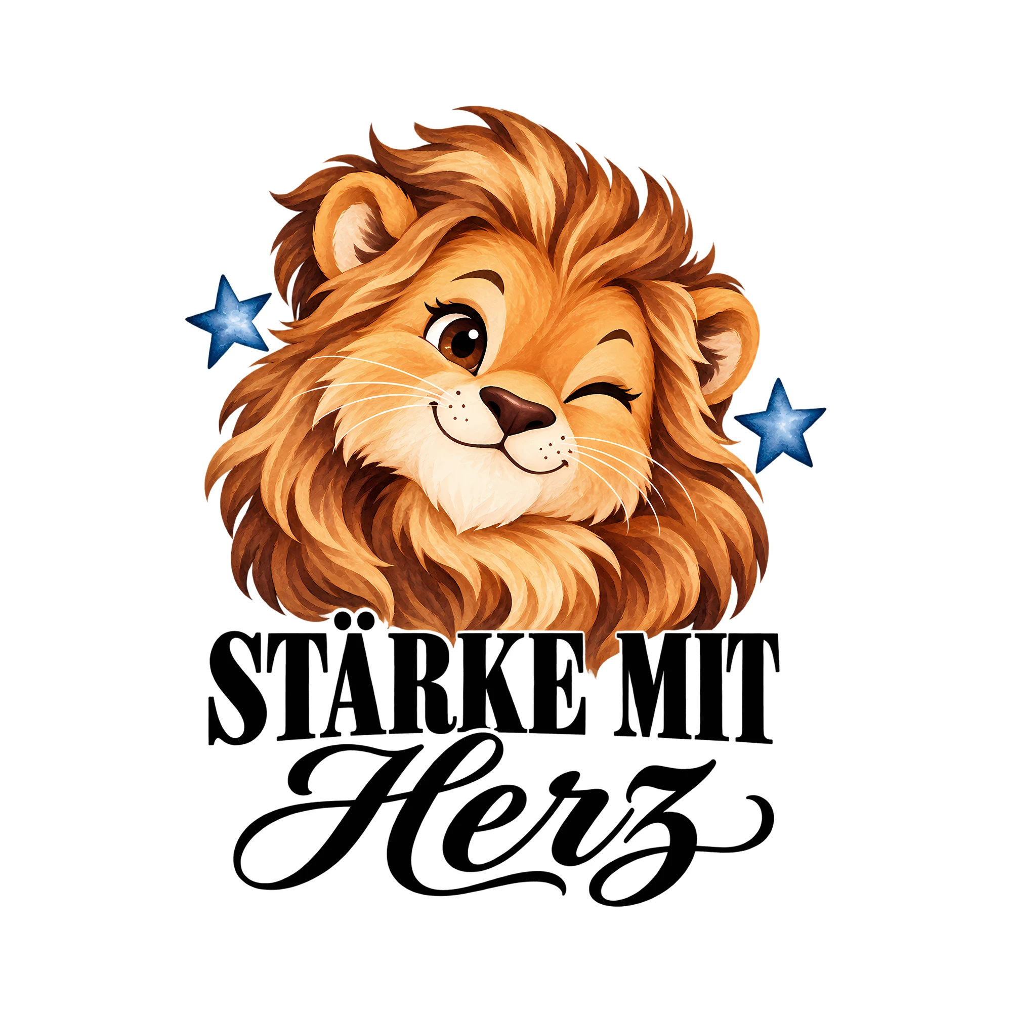 Bügelbild Stärke mit Herz als Grafik auf weißem Hintergrund (BB013424)