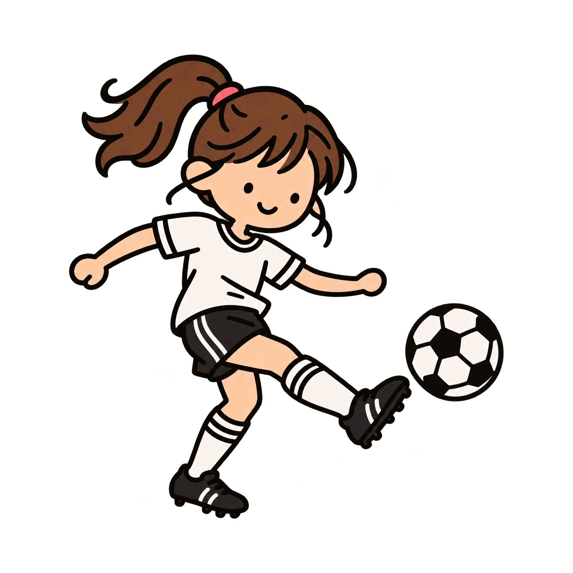 Bügelbild Fußballspielerin Illustration, Lustiger Shirt Motiv als Grafik auf weißem Hintergrund (BB015634)