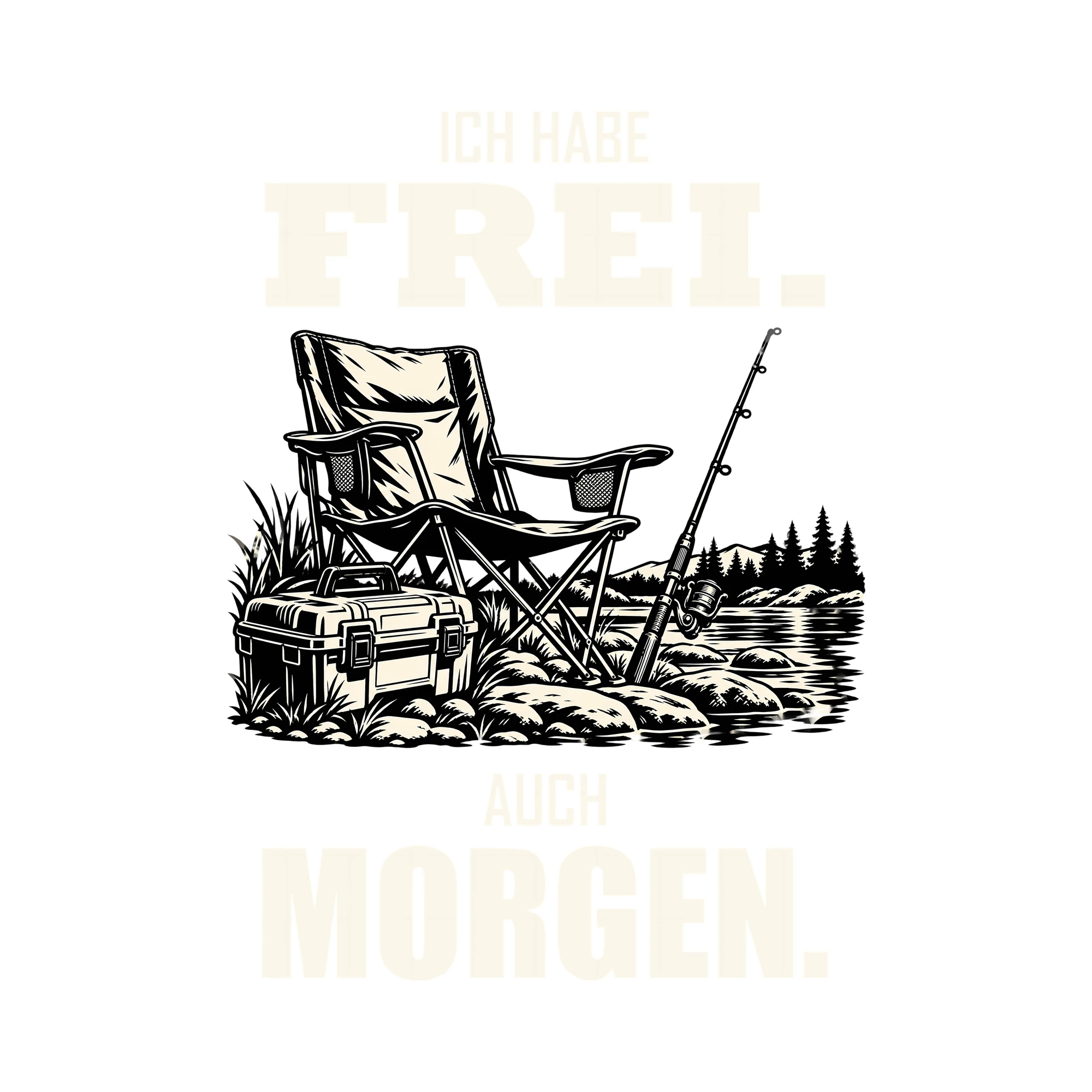 Bügelbild ICH HABE FREI. AUCH MORGEN. als Grafik auf weißem Hintergrund (BB011524)