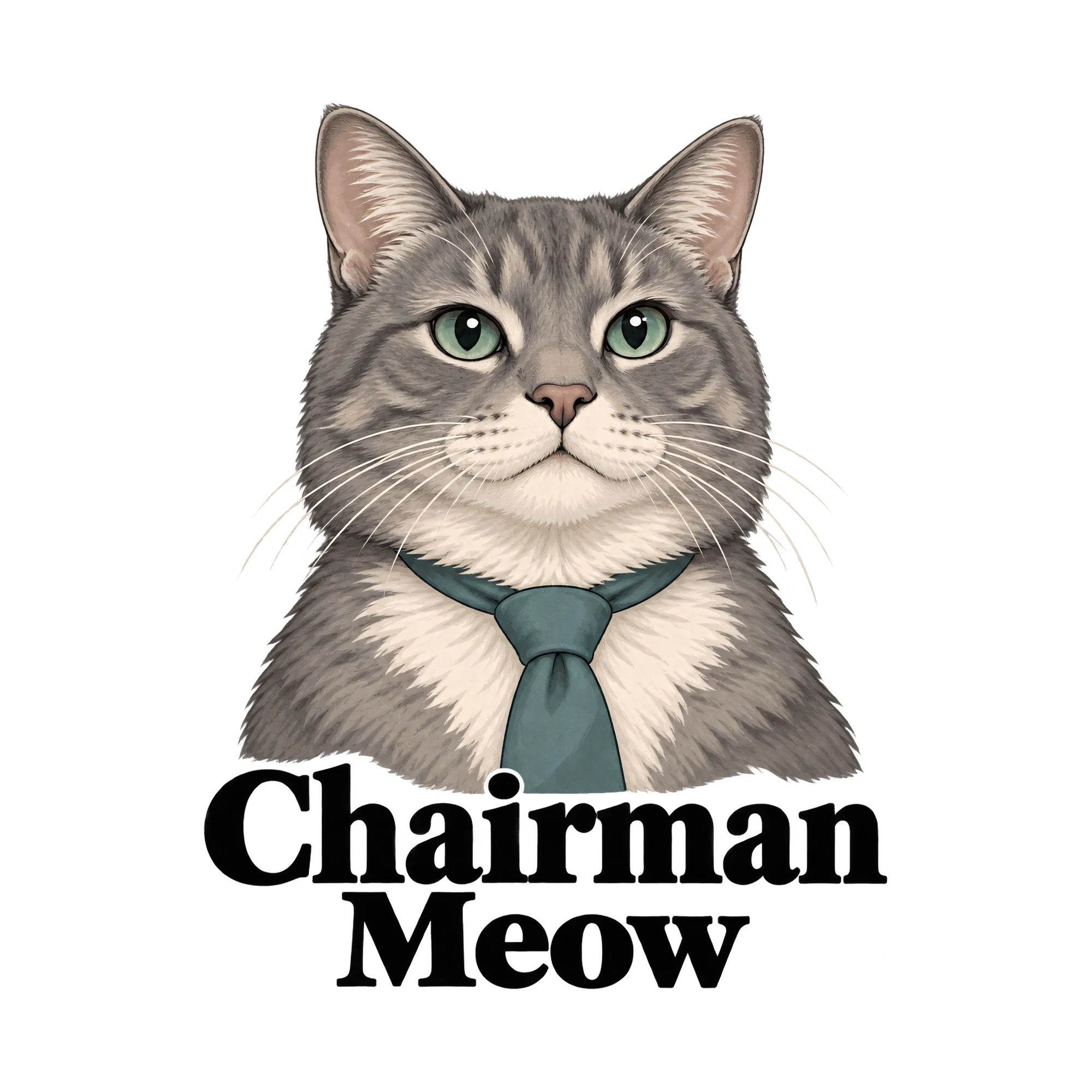 Bügelbild „Chairman Meow“, Tiere Shirt Spruch als Grafik auf weißem Hintergrund (BB016174)