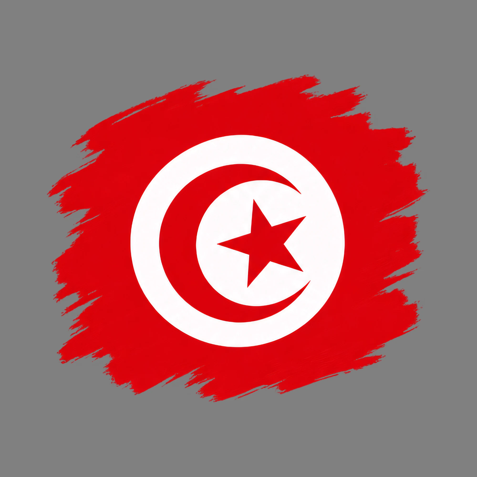 Bügelbild Flagge Tunesien im Pinselstrich, Urlaub Shirt Spruch als Grafik auf dunklem Hintergrund (BB017980)