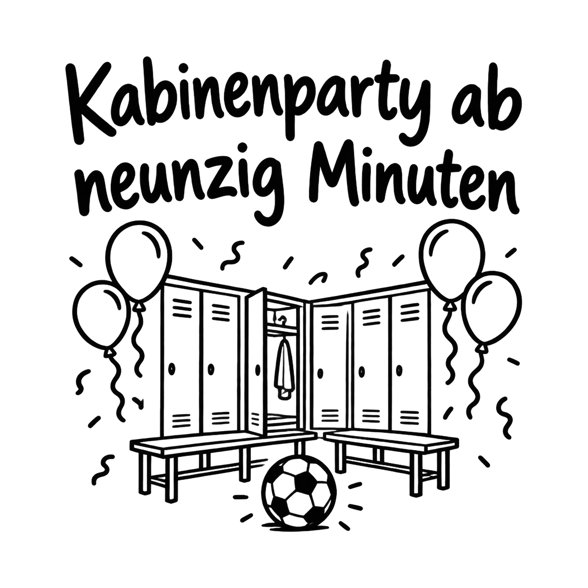 Bügelbild Kabinenparty ab neunzig Minuten als Grafik auf weißem Hintergrund (BB020397)