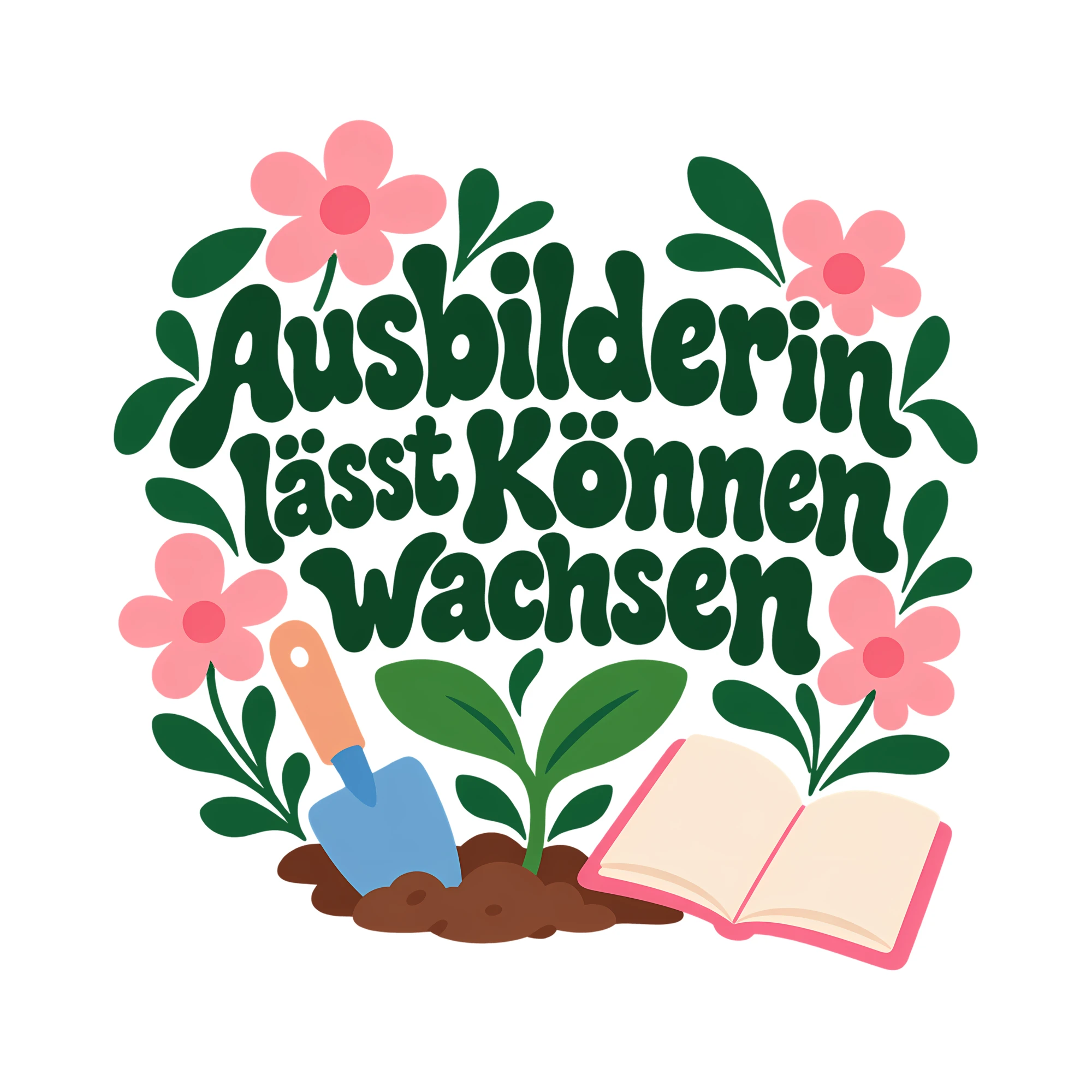 Bügelbild Ausbilderin lässt Können wachsen als Grafik auf weißem Hintergrund (BB012287)