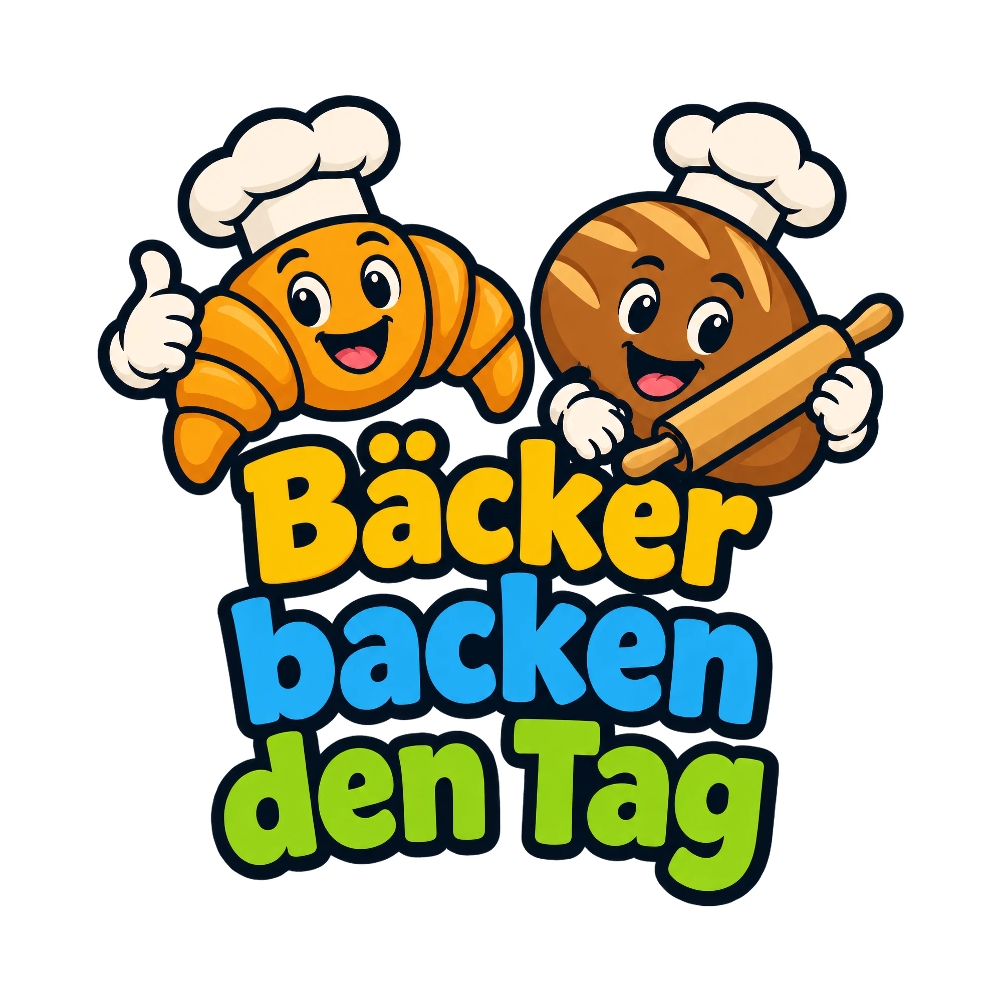 Bügelbild Bäcker backen den Tag als Grafik auf weißem Hintergrund (BB018613)