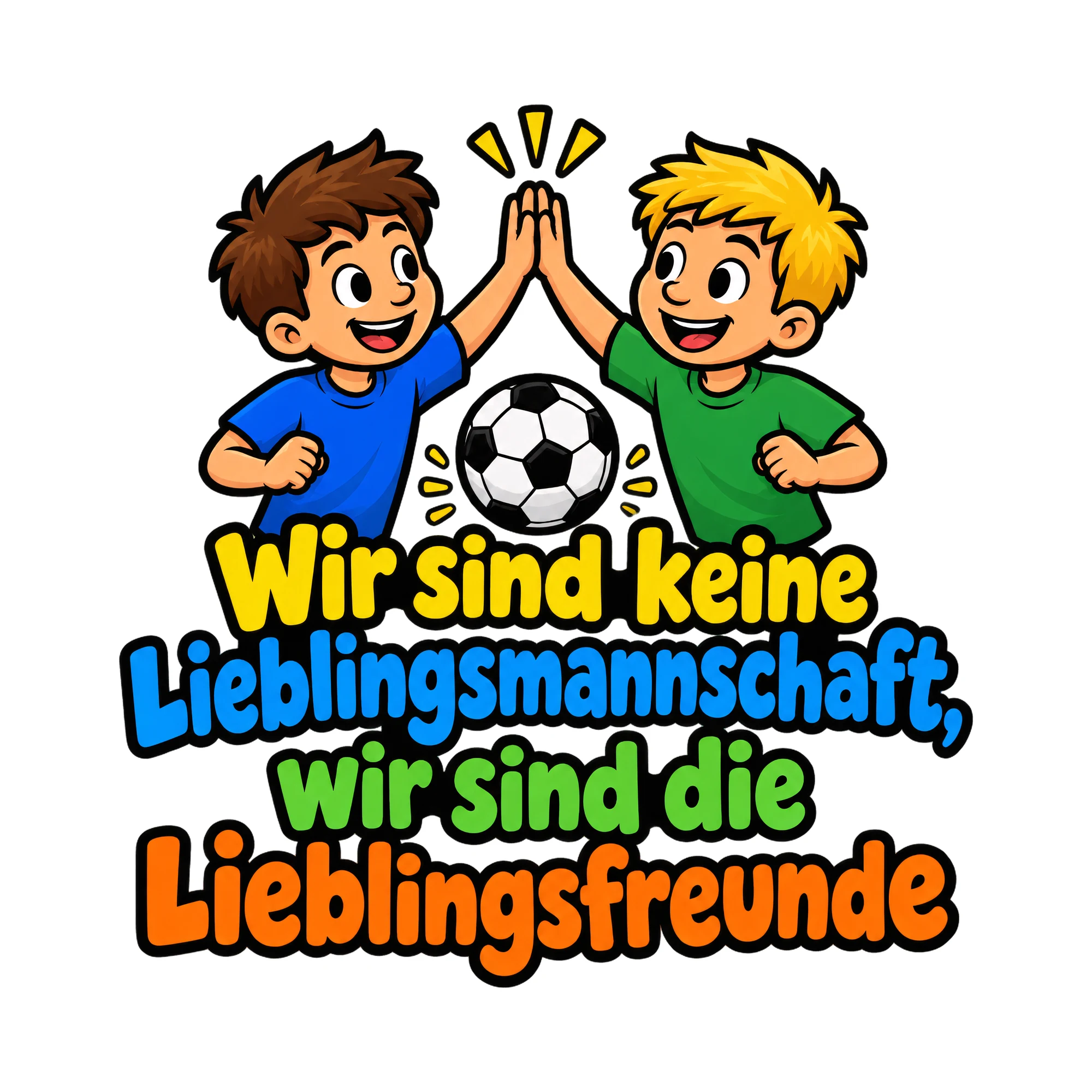 Bügelbild Wir sind keine Lieblingsmannschaft, wir sind die Lieblingsfreunde als Grafik auf weißem Hintergrund (BB016871)