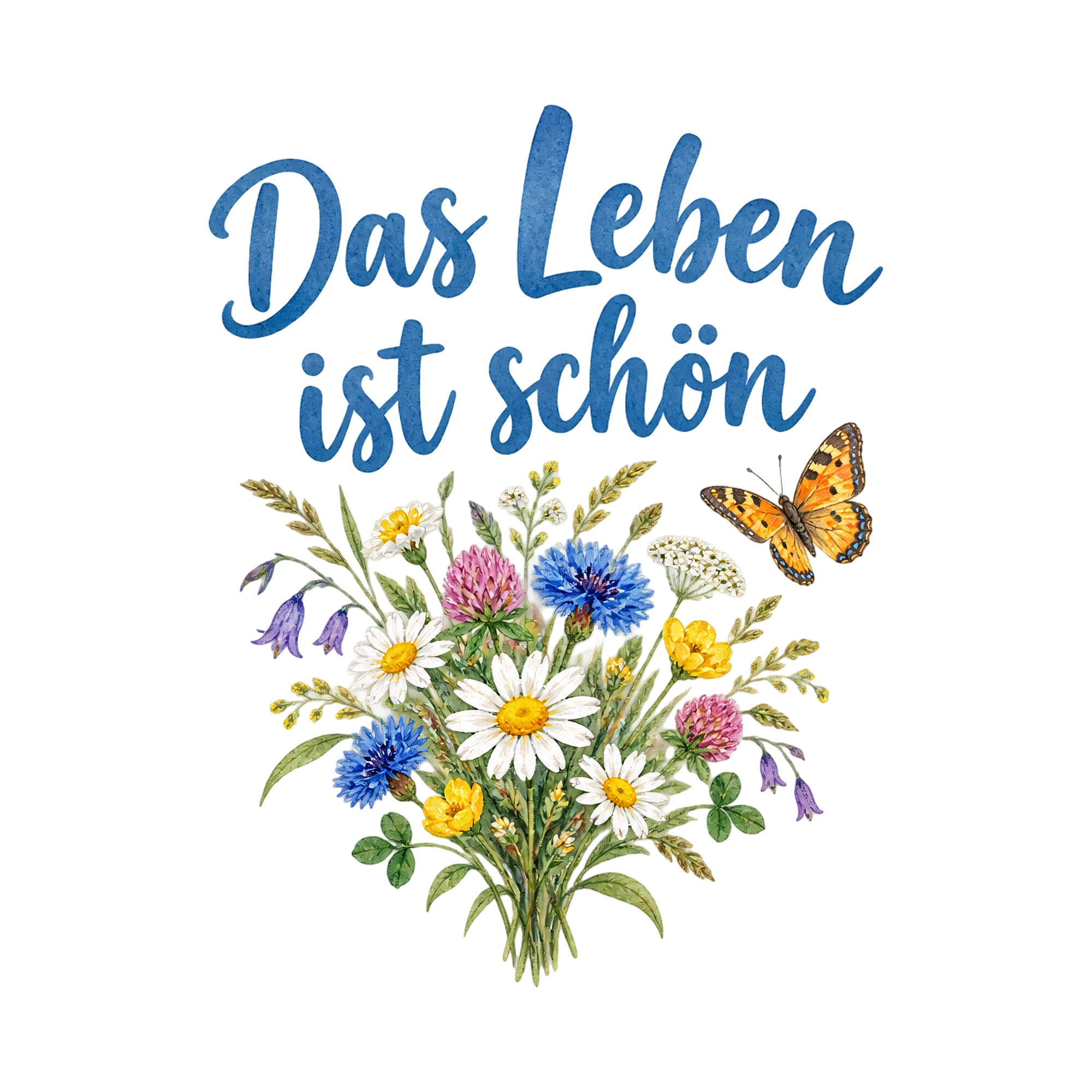 Bügelbild Das Leben ist schön als Grafik auf weißem Hintergrund (BB018752)