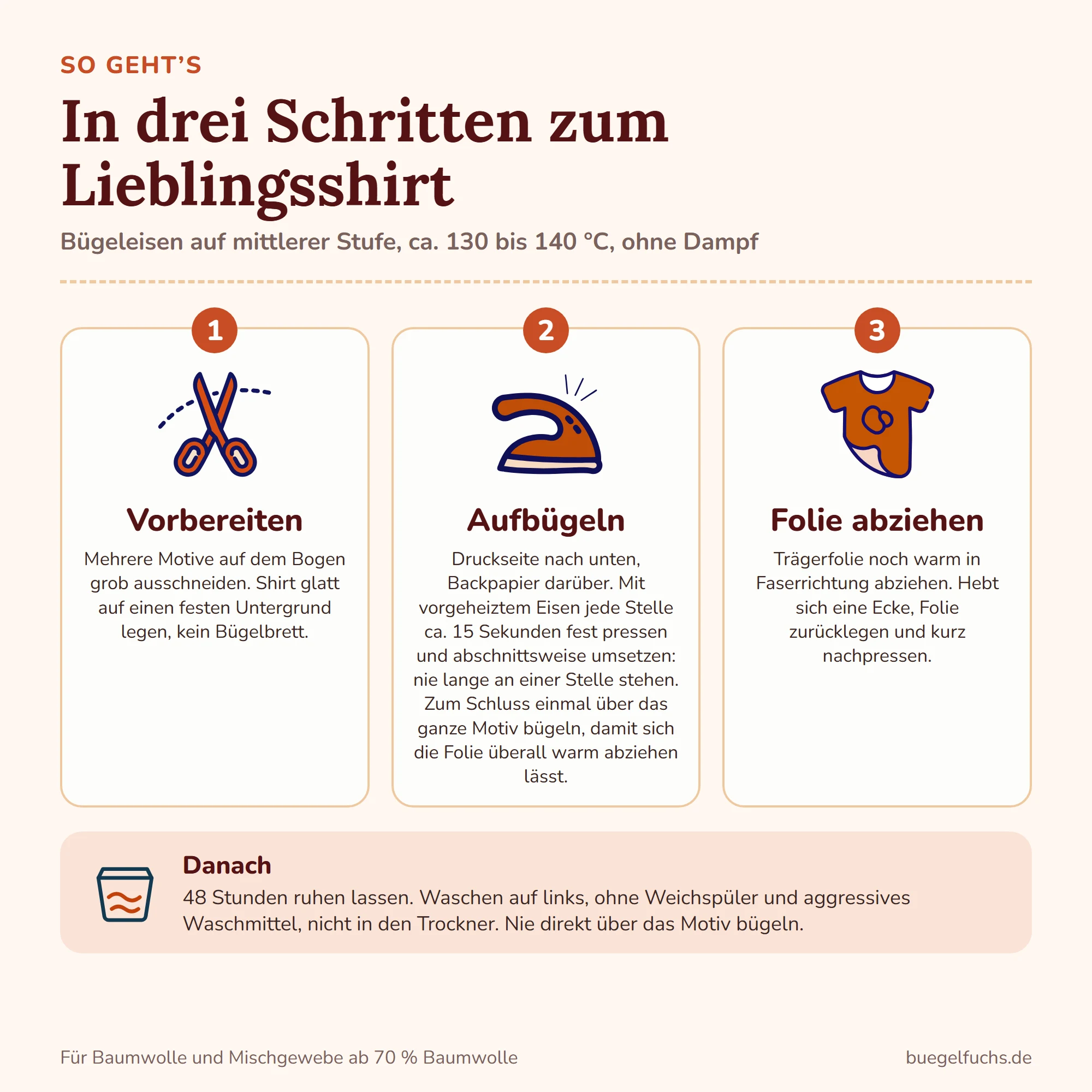 Anleitung zum Aufbügeln: so kommt das Bügelbild Du machst die kleinen Tage größer auf den Stoff (BB014282)