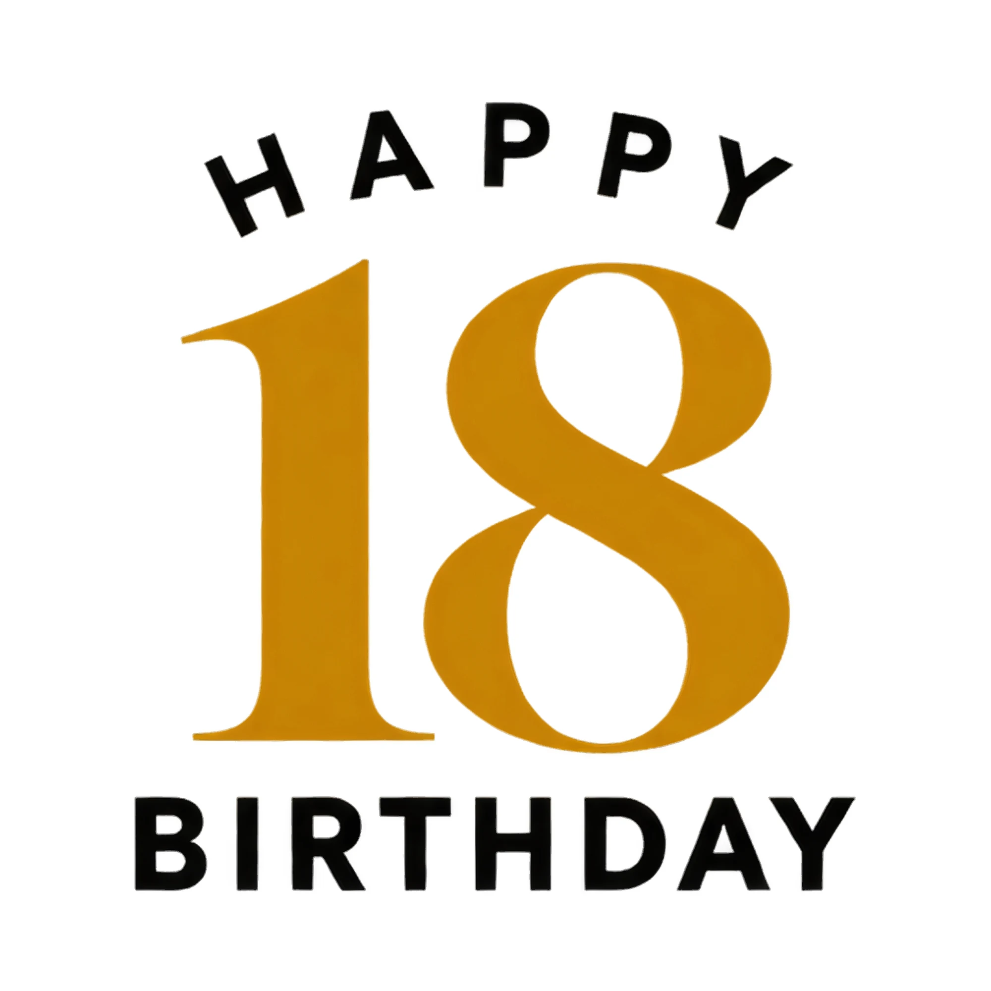 Bügelbild „Happy 18 Birthday“, Geburtstagsshirt Spruch als Grafik auf weißem Hintergrund (BB017320)