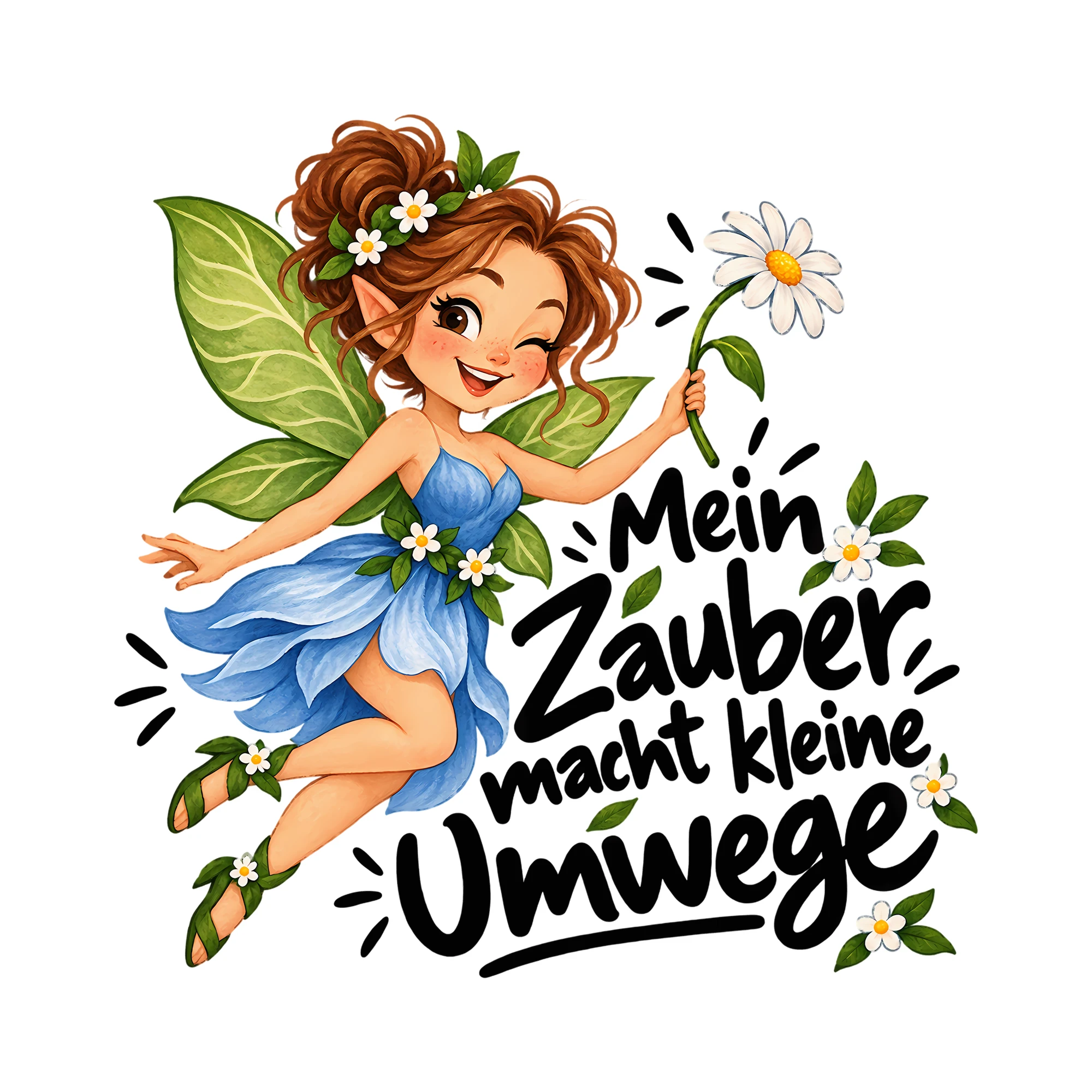 Bügelbild Mein Zauber macht kleine Umwege als Grafik auf weißem Hintergrund (BB014326)