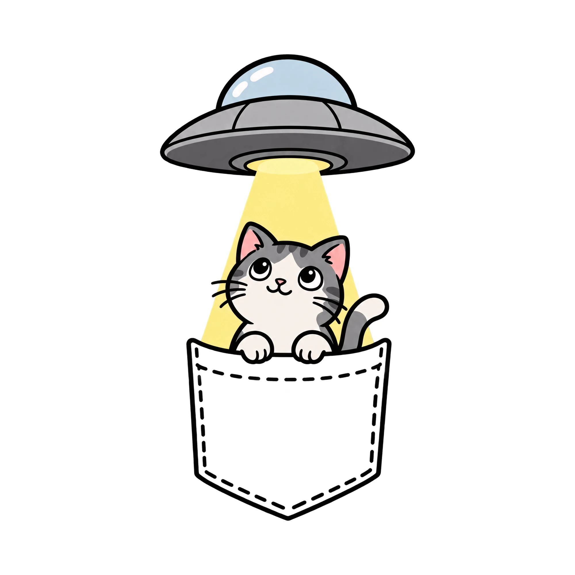 Bügelbild Brusttasche Katze Aliens, Tiere Shirt Motiv als Grafik auf weißem Hintergrund (BB016130)