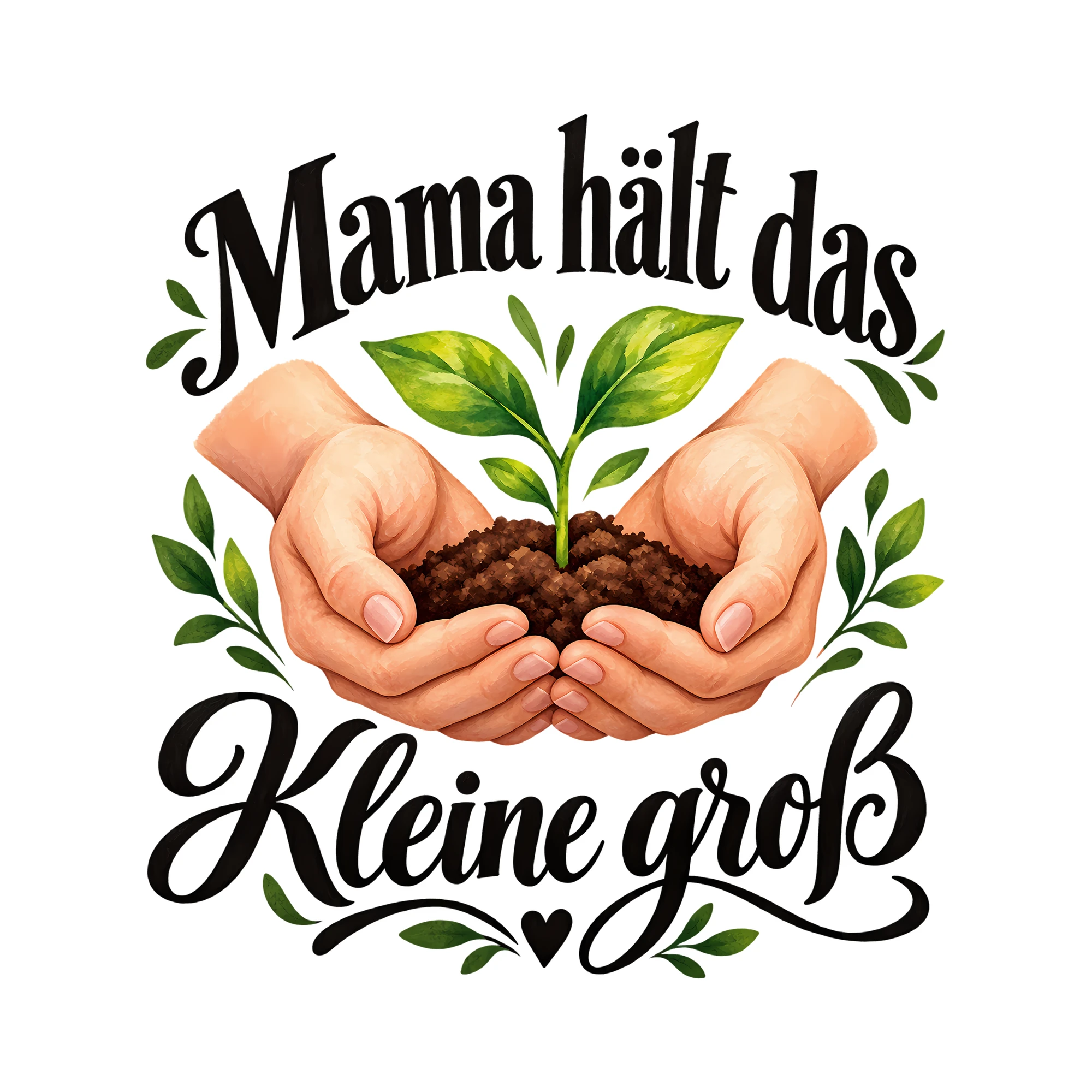 Bügelbild Mama hält das Kleine groß als Grafik auf weißem Hintergrund (BB012426)