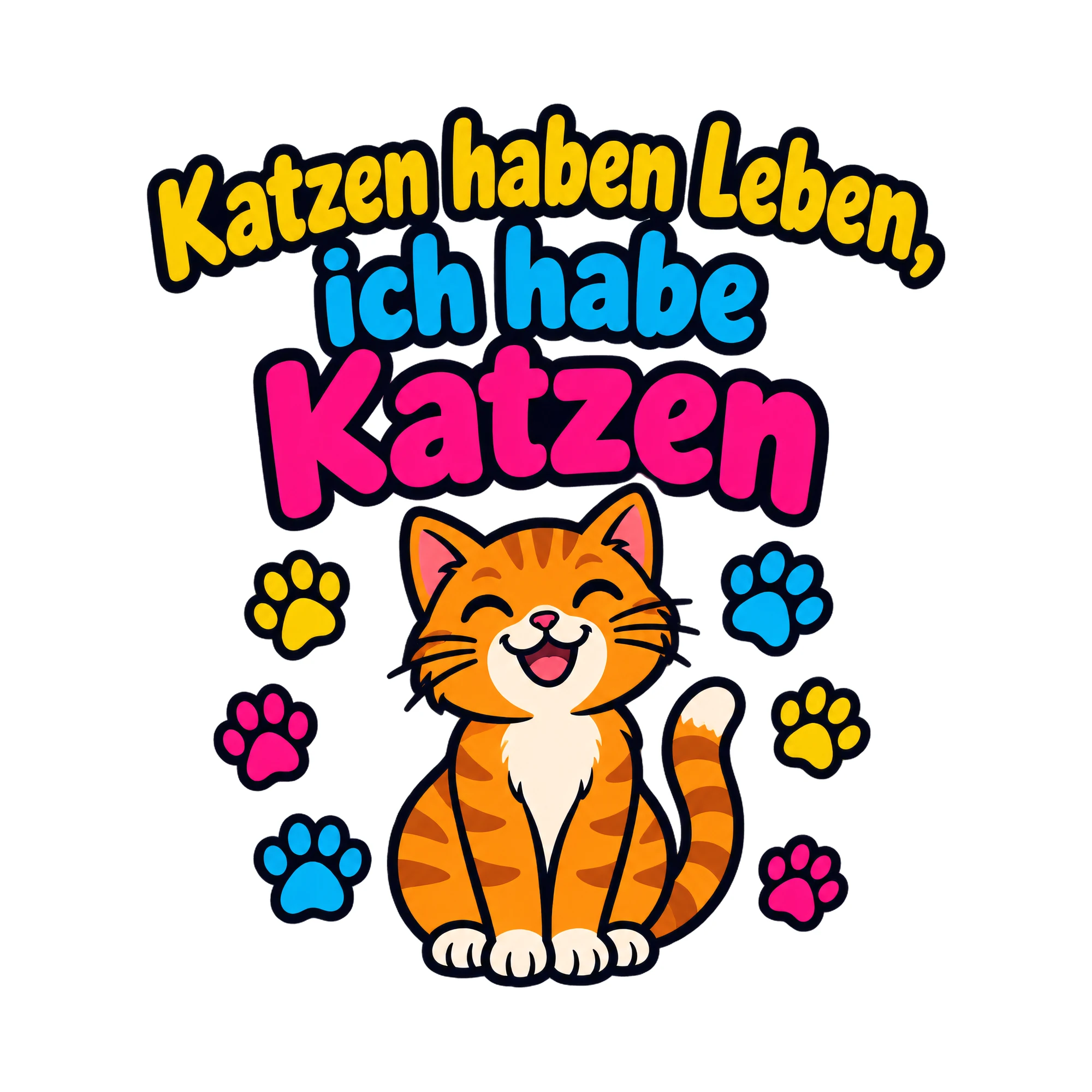 Bügelbild Katzen haben Leben, ich habe Katzen als Grafik auf weißem Hintergrund (BB018557)