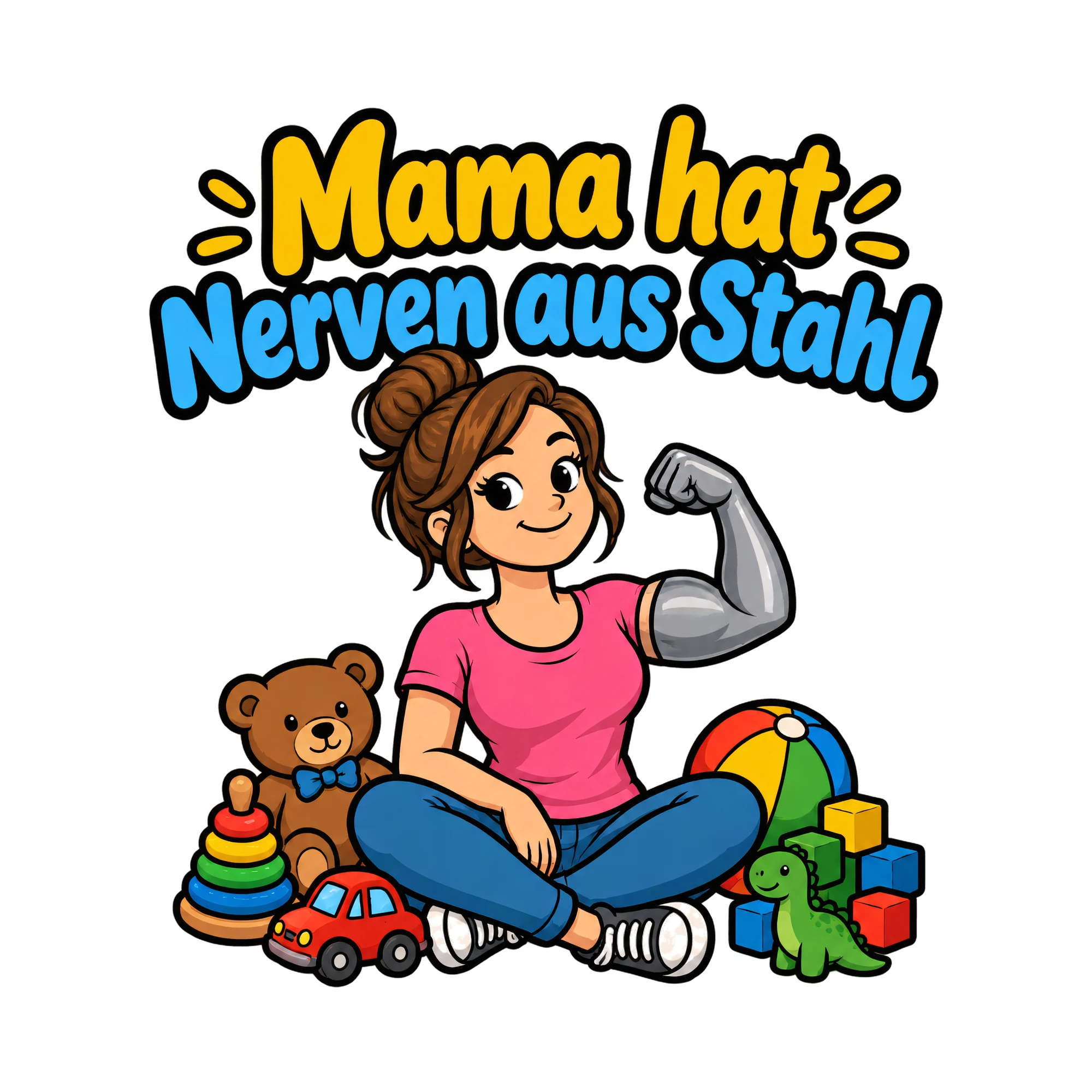 Bügelbild Mama hat Nerven aus Stahl als Grafik auf weißem Hintergrund (BB019183)