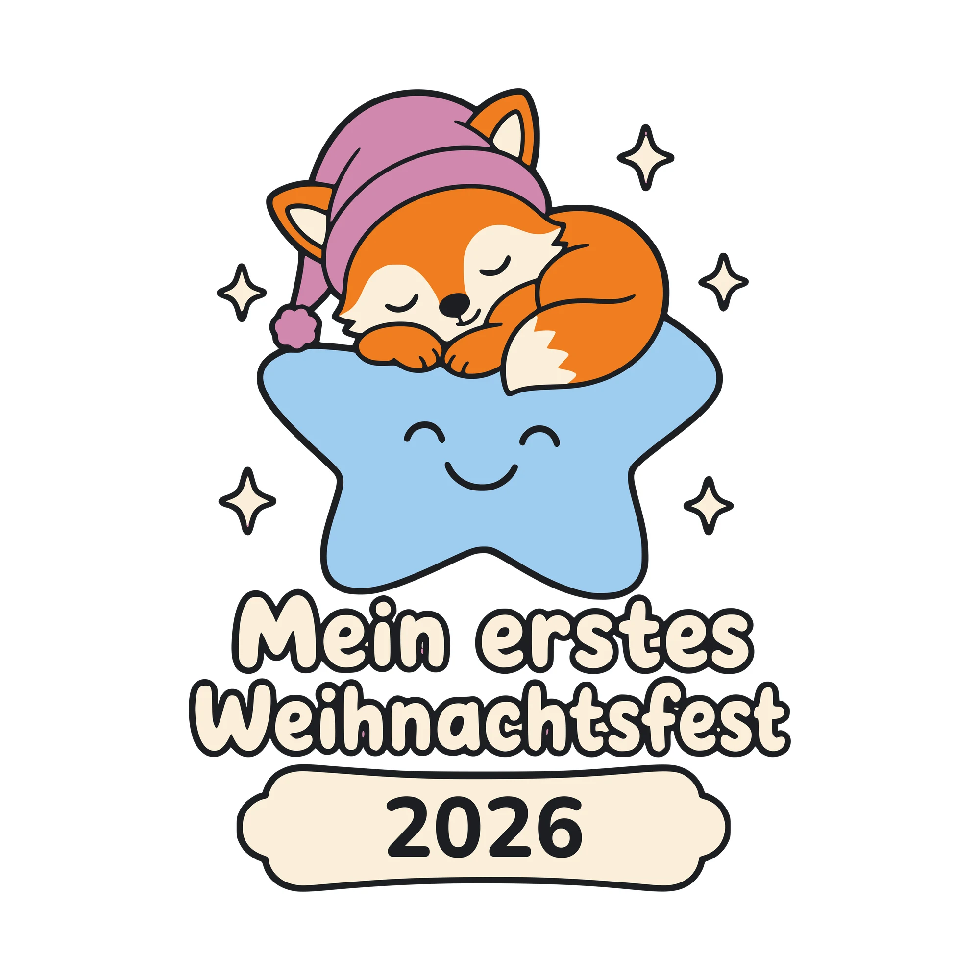 Bügelbild Mein erstes Weihnachtsfest mit Jahr als Grafik auf weißem Hintergrund (BB010383)