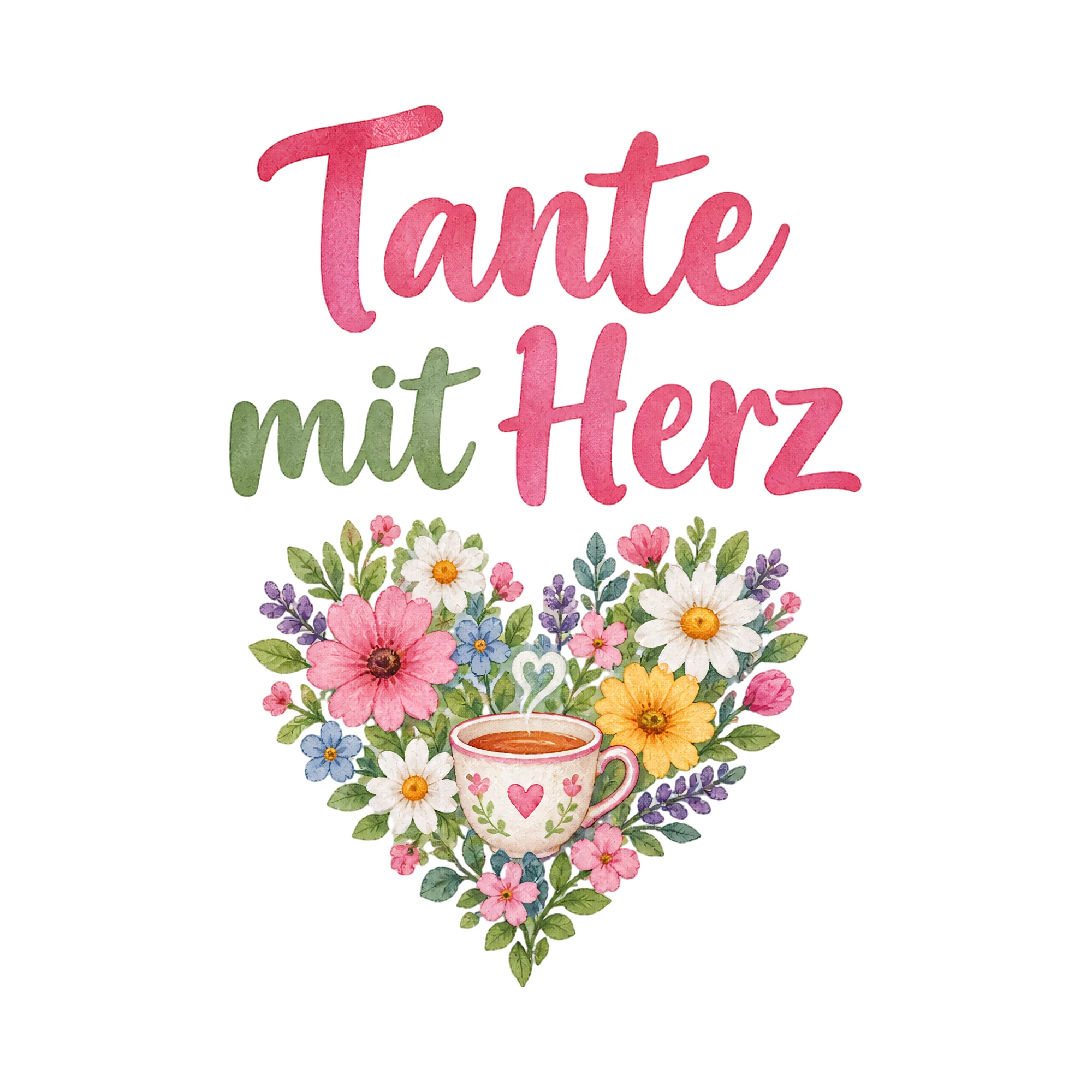Bügelbild Tante mit Herz, Mama Papa Shirt Spruch als Grafik auf weißem Hintergrund (BB018690)