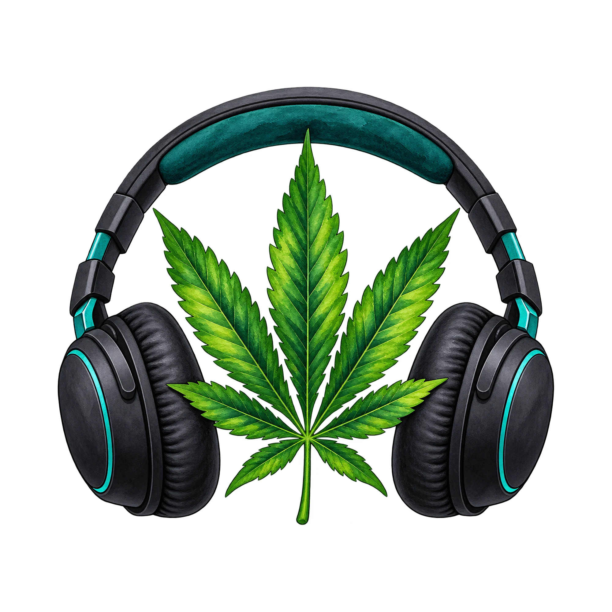 Bügelbild „Musik Und Weed“, Lustiger Shirt Motiv als Grafik auf weißem Hintergrund (BB015250)
