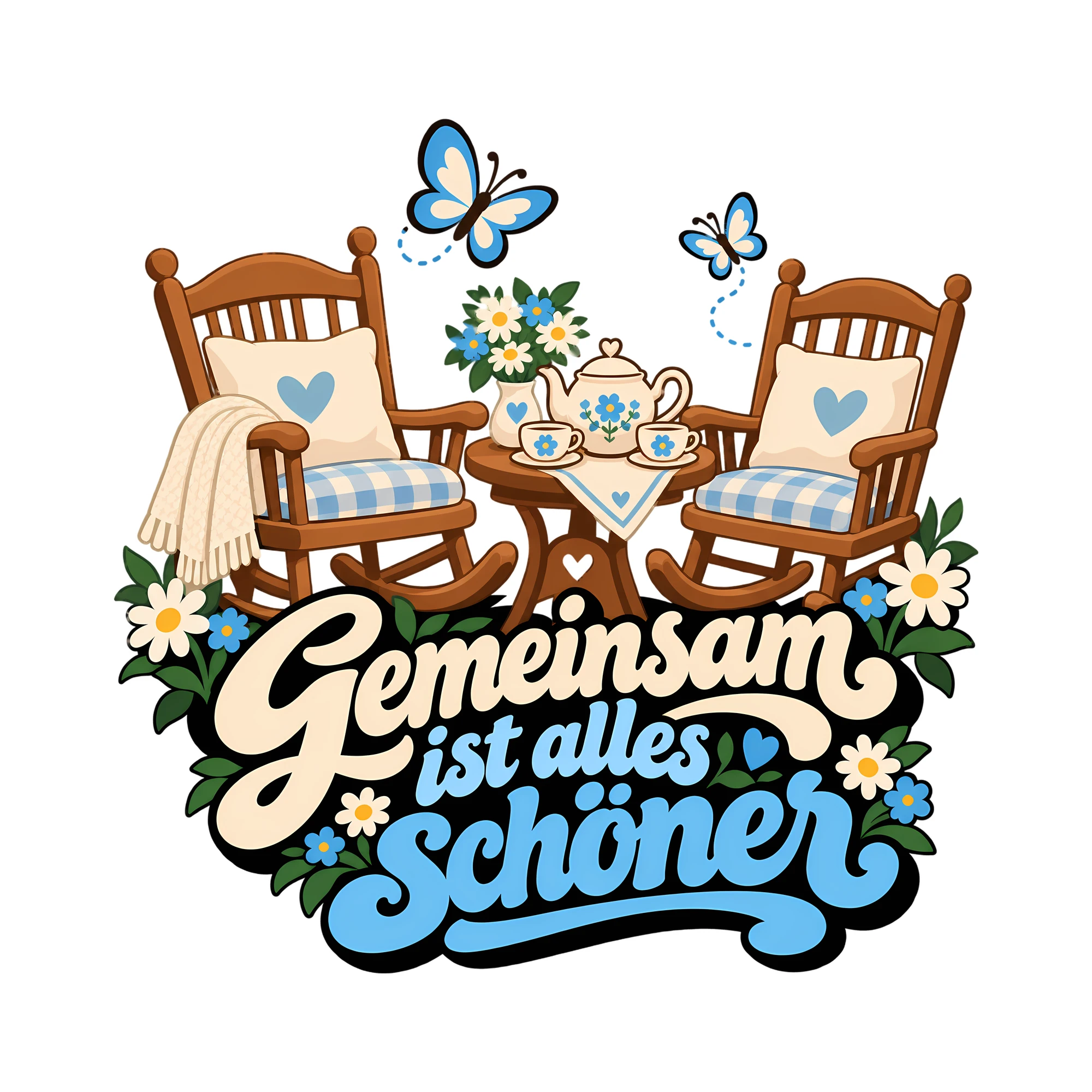 Bügelbild Gemeinsam ist alles schöner als Grafik auf weißem Hintergrund (BB012471)