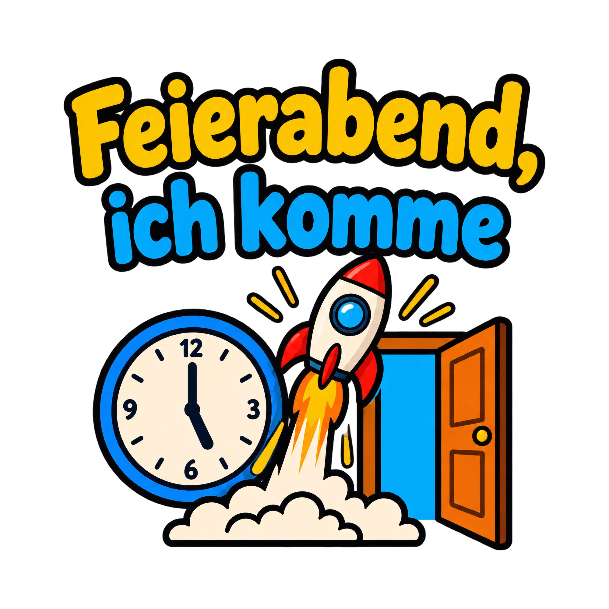 Bügelbild Feierabend, ich komme, Beruf Shirt Spruch als Grafik auf weißem Hintergrund (BB020249)