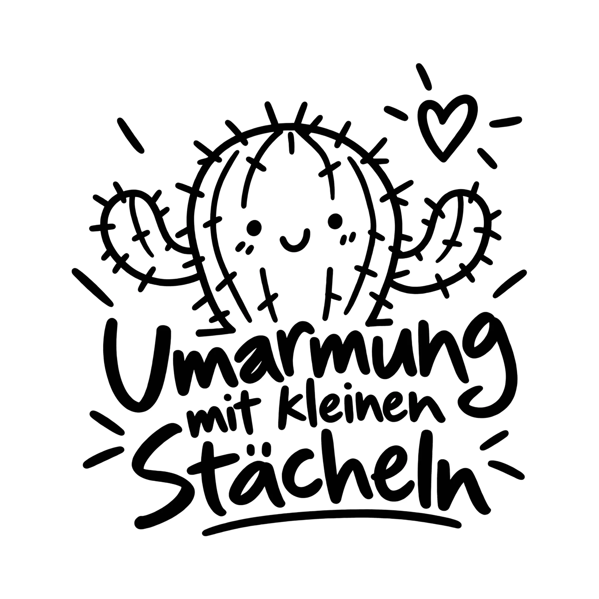 Bügelbild Umarmung mit kleinen Stacheln als Grafik auf weißem Hintergrund (BB013245)
