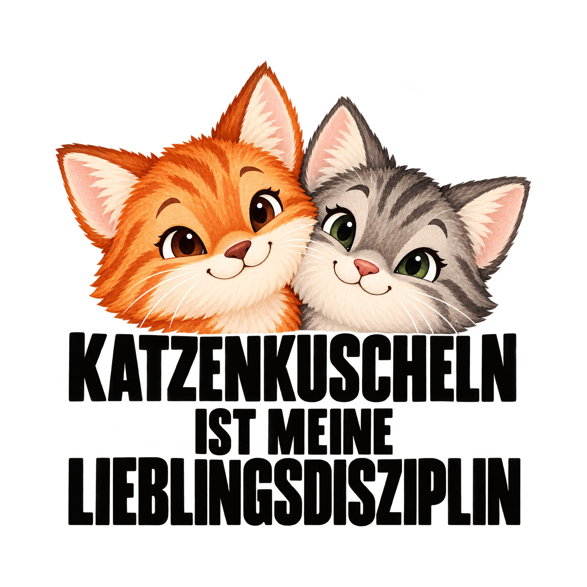 Bügelbild Katzenkuscheln Ist Meine Lieblingsdisziplin, Tiere Shirt Spruch als Grafik auf weißem Hintergrund (BB016197)