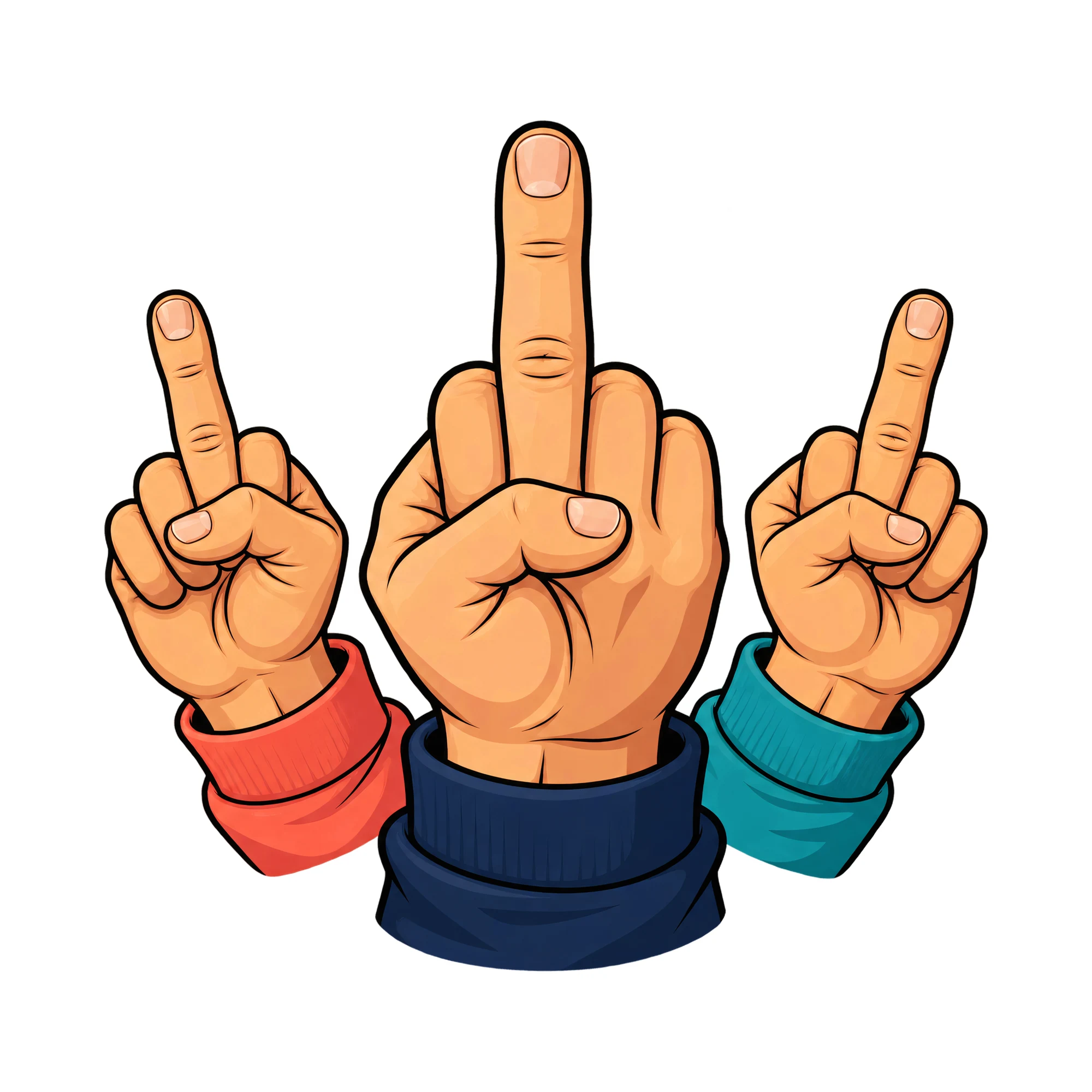 Bügelbild „Mittelfinger F**k Dich“, Lustiger Shirt Motiv als Grafik auf weißem Hintergrund (BB015842)