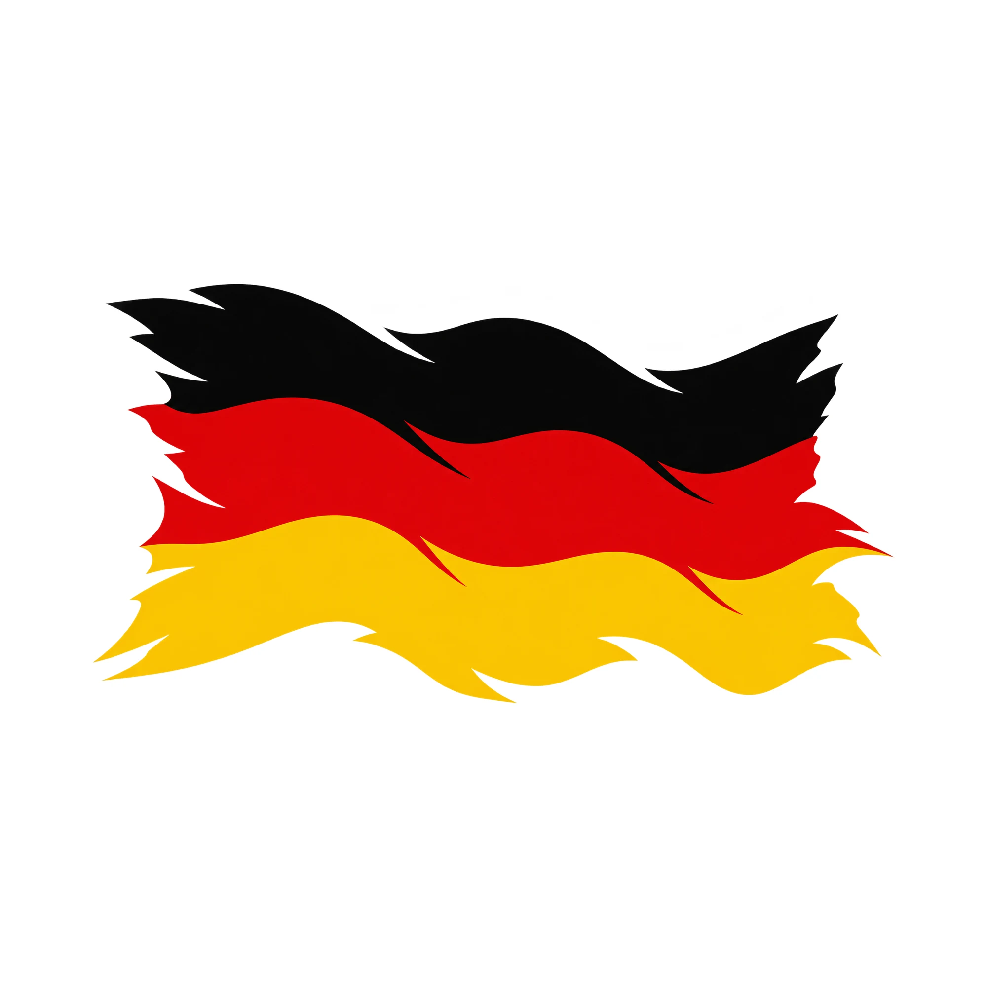 Bügelbild „Zerrissene Fahne Deutschland“, Lustiger Shirt Motiv als Grafik auf weißem Hintergrund (BB015366)