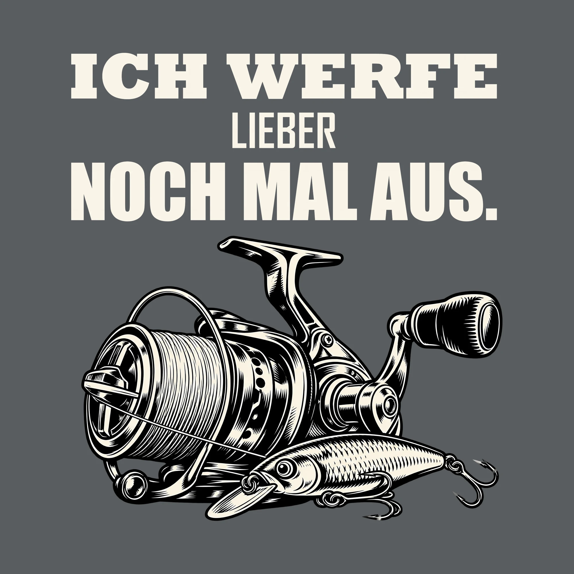 Bügelbild ICH WERFE LIEBER NOCH MAL AUS. als Grafik auf dunklem Hintergrund (BB012780)