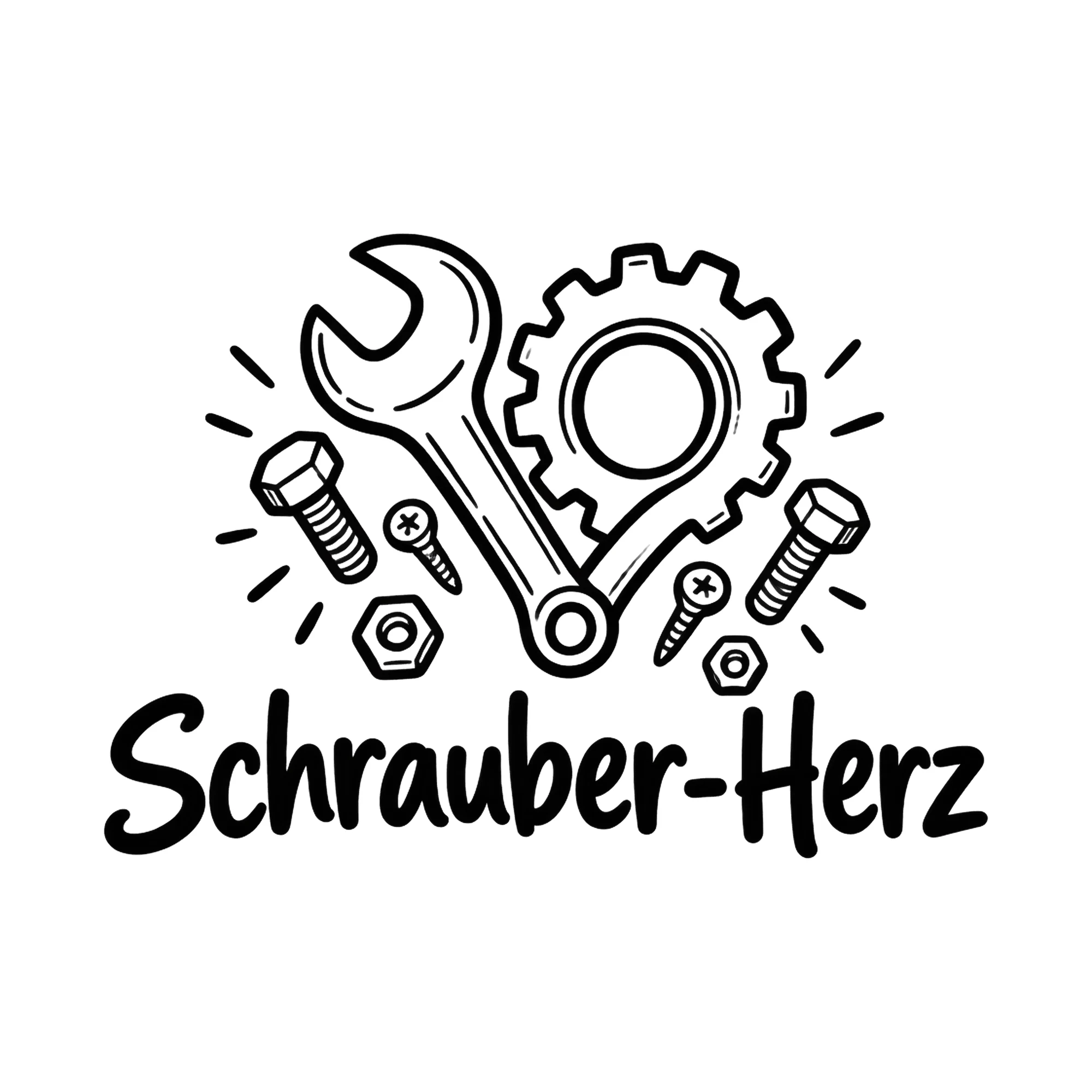 Bügelbild Schrauber-Herz als Grafik auf weißem Hintergrund (BB018505)