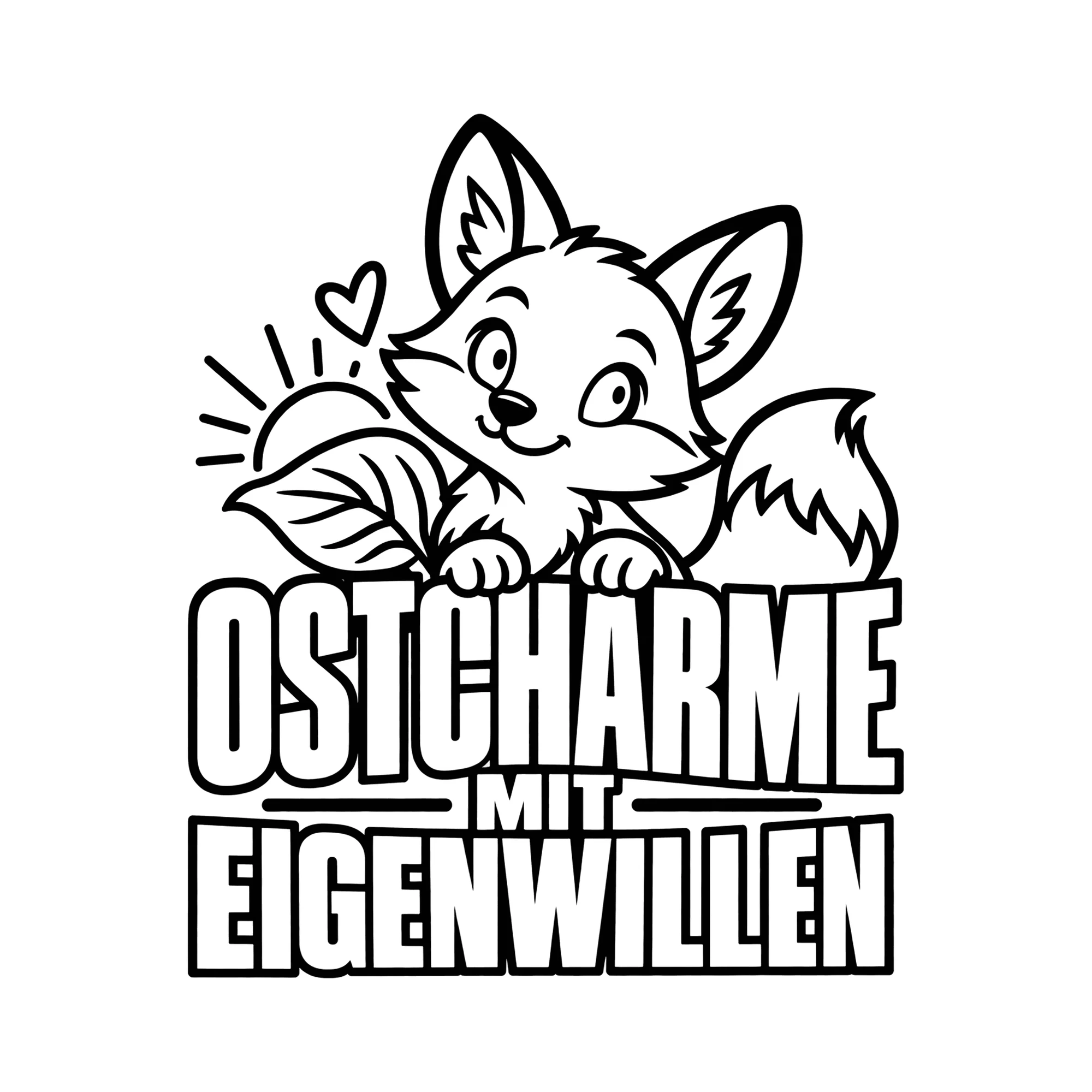 Bügelbild Ostcharme mit Eigenwillen als Grafik auf weißem Hintergrund (BB013580)