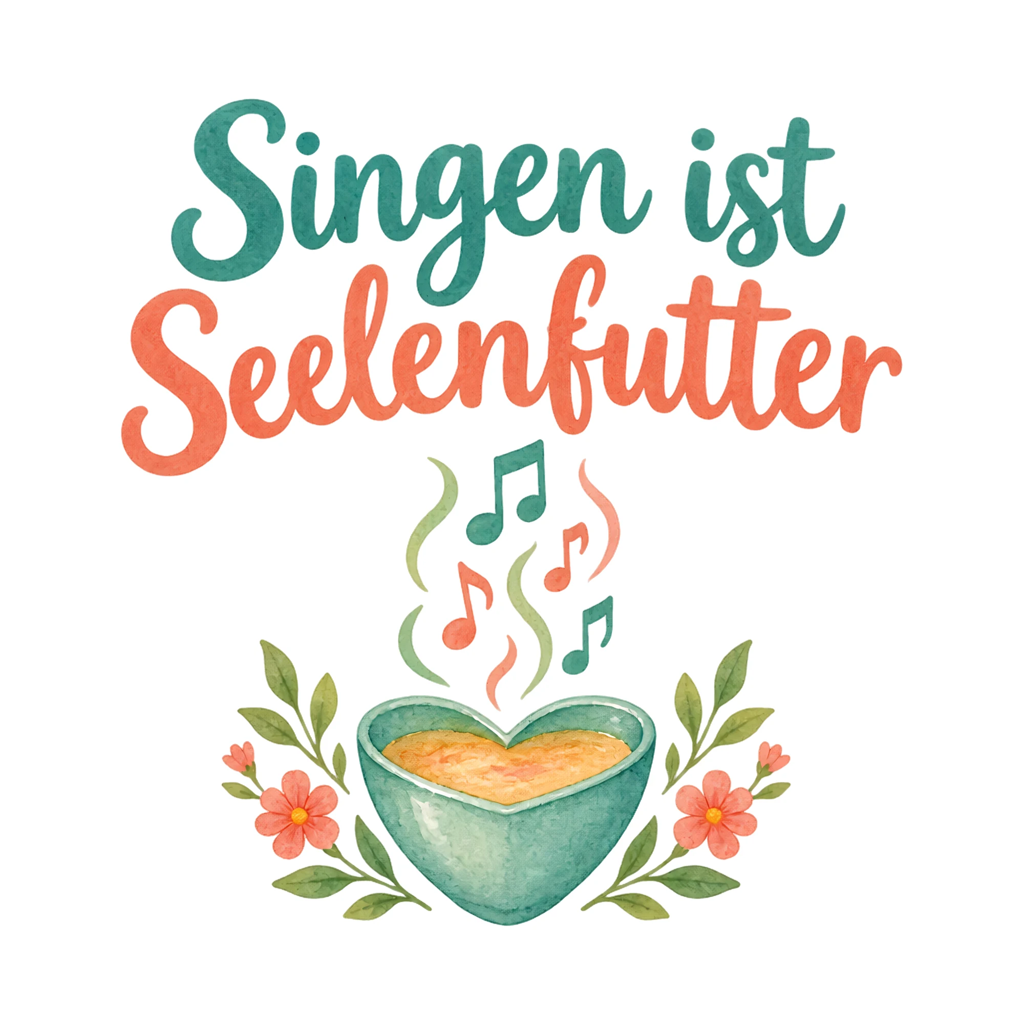Bügelbild Singen ist Seelenfutter, Vereine Shirt Spruch als Grafik auf weißem Hintergrund (BB020474)