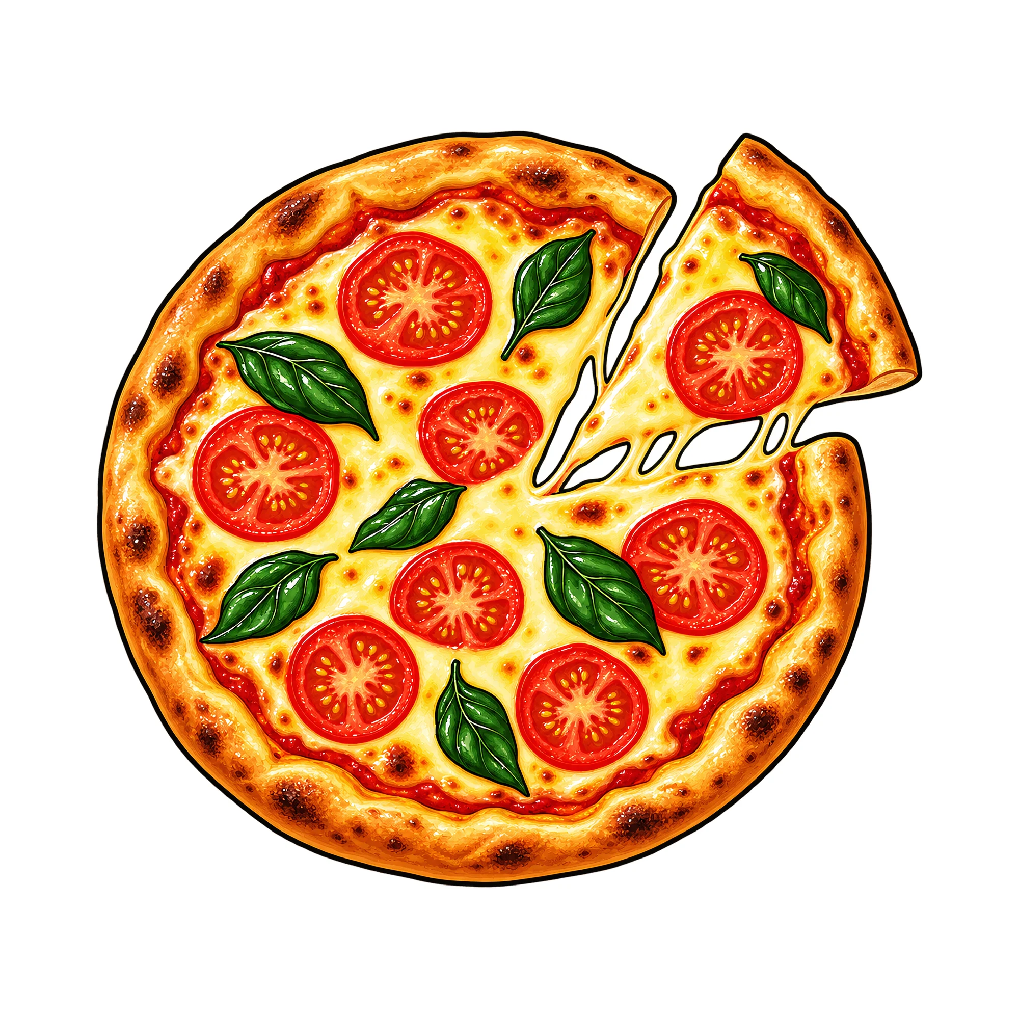 Bügelbild Pizza, Lustiger Shirt Motiv als Grafik auf weißem Hintergrund (BB015052)