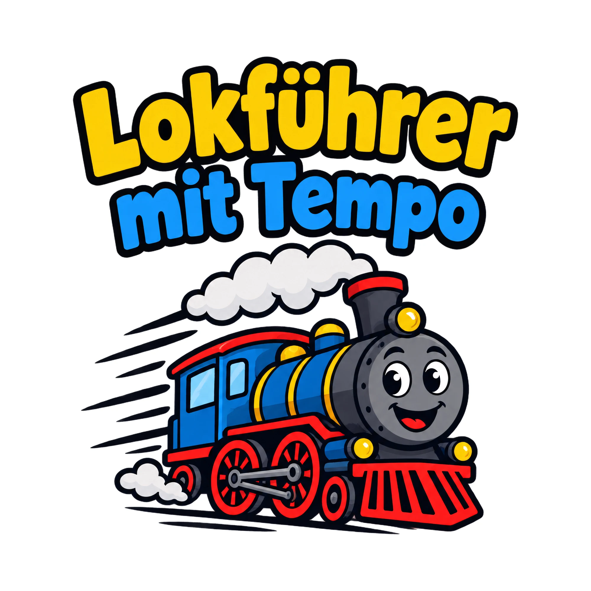 Bügelbild Lokführer mit Tempo als Grafik auf weißem Hintergrund (BB018634)