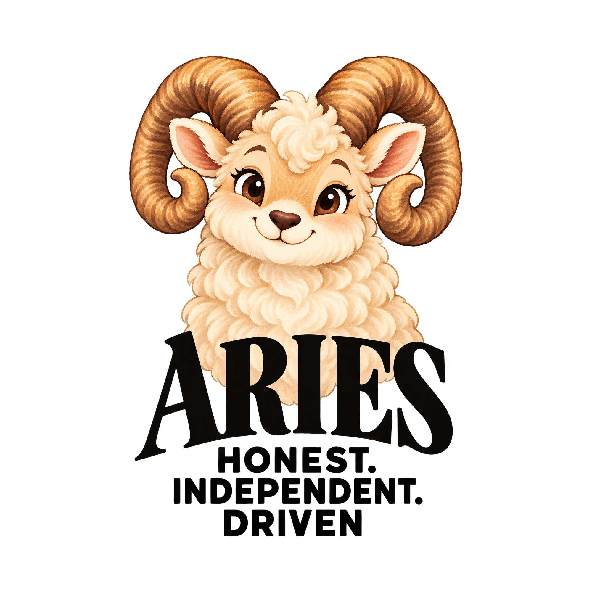 Bügelbild Aries Honest. Independent. Driven, Lustiger Shirt Spruch als Grafik auf weißem Hintergrund (BB015792)