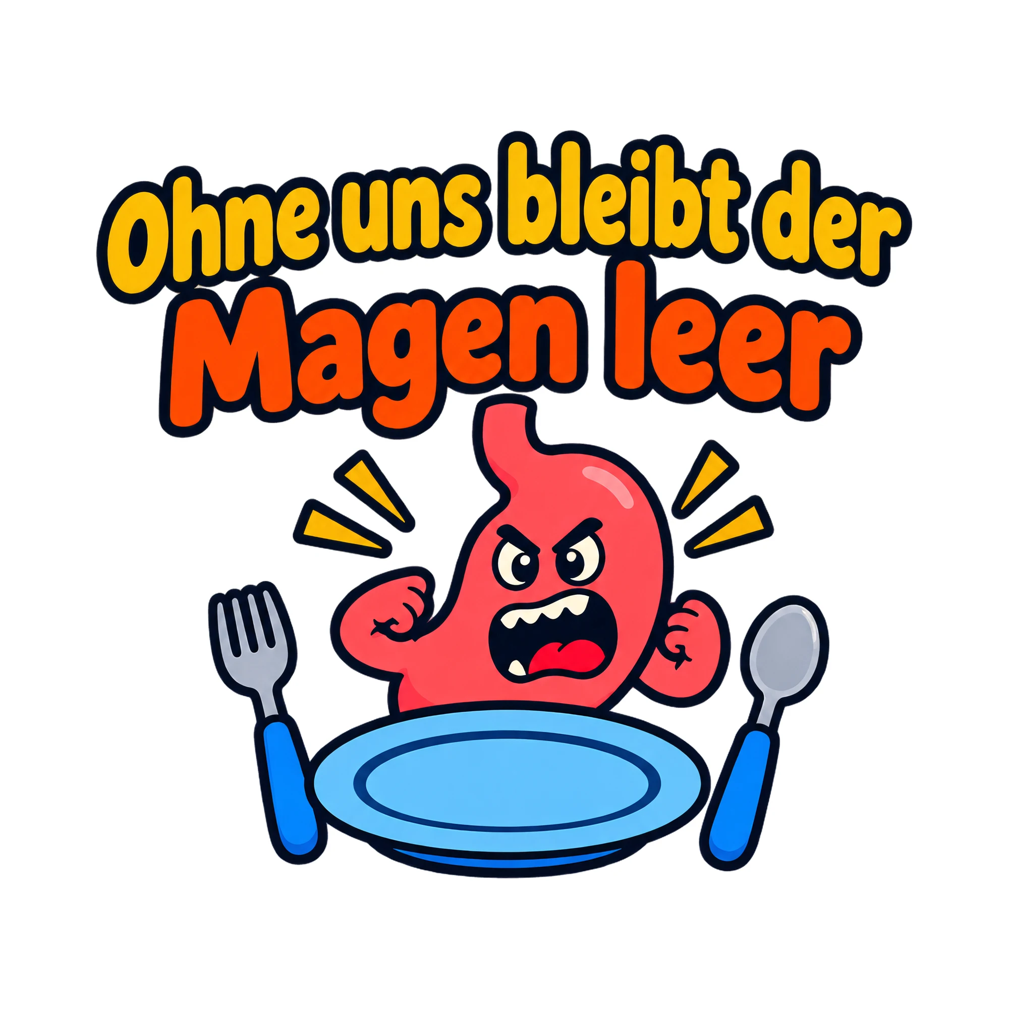 Bügelbild Ohne uns bleibt der Magen leer, Beruf Shirt Spruch als Grafik auf weißem Hintergrund (BB020262)