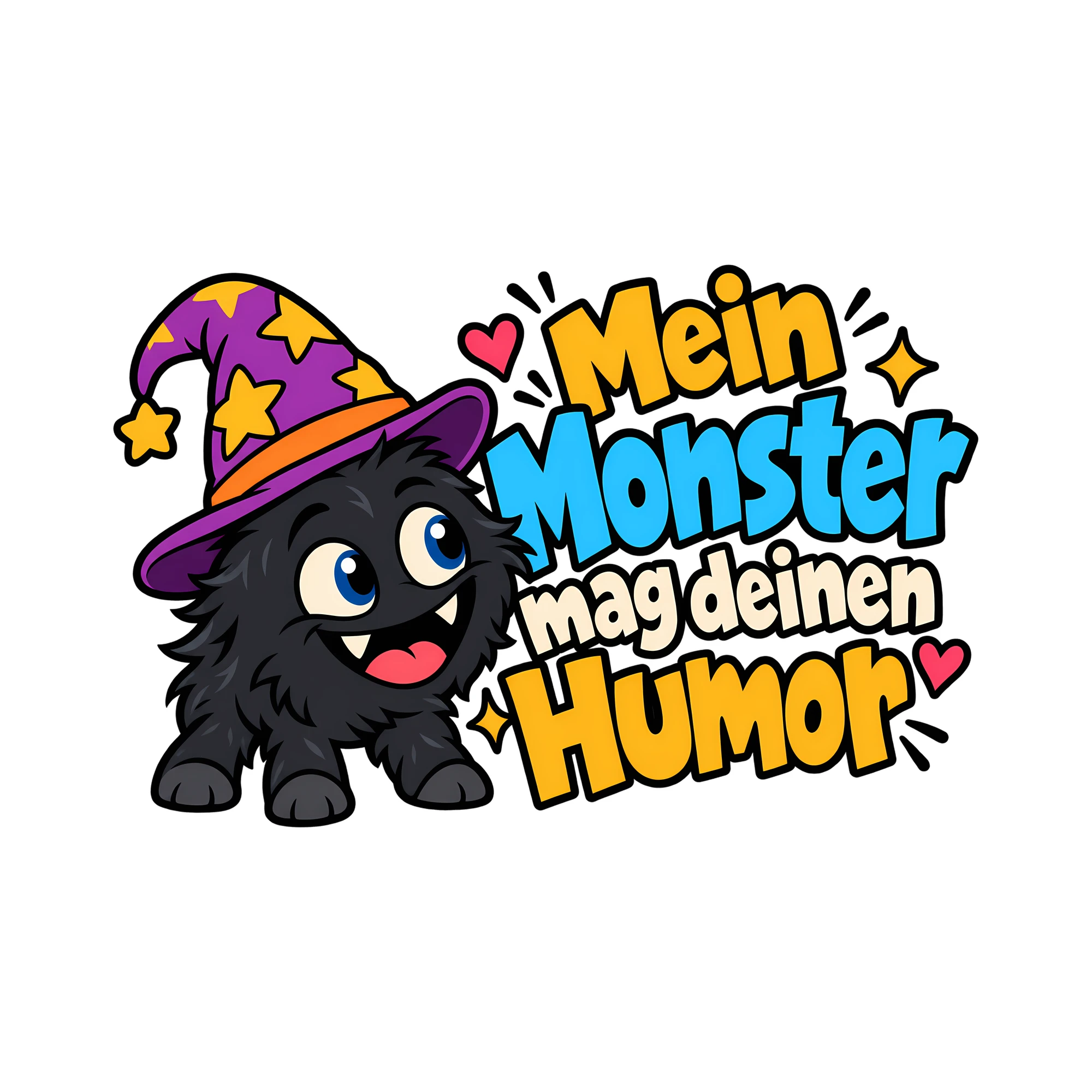 Bügelbild Mein Monster mag deinen Humor als Grafik auf weißem Hintergrund (BB014388)