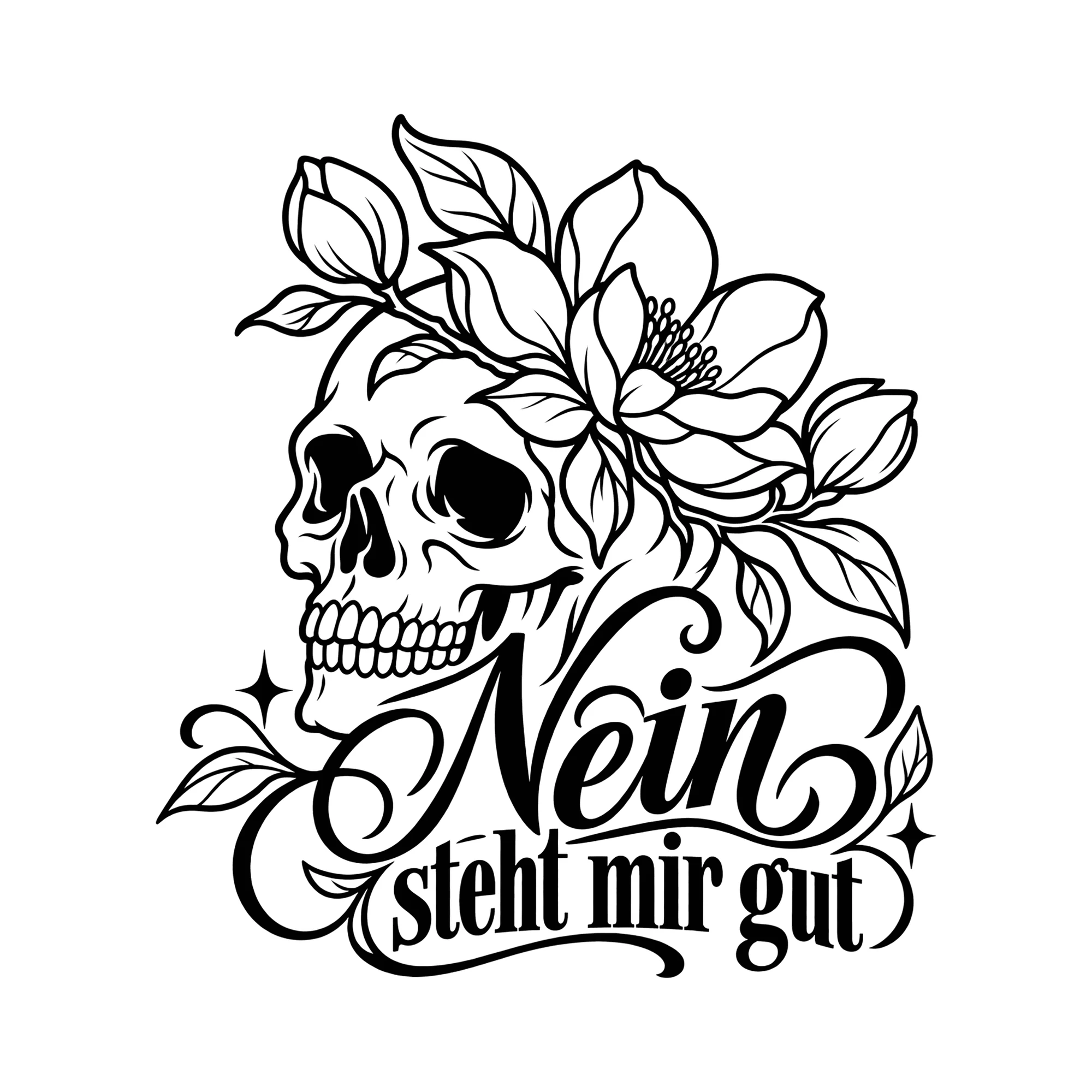 Bügelbild Nein steht mir gut als Grafik auf weißem Hintergrund (BB014204)
