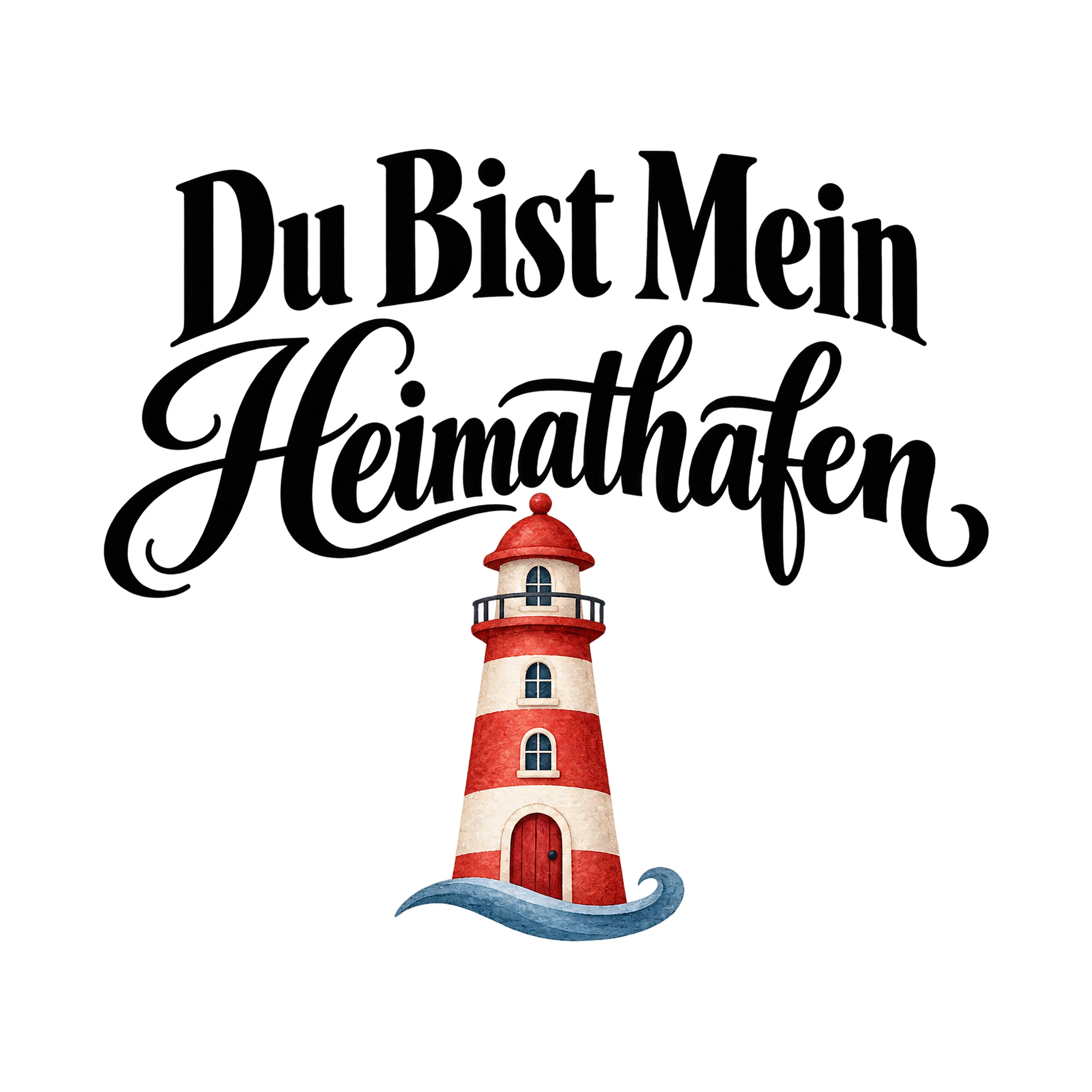 Bügelbild „Du bist mein Heimathafen“, Urlaub Shirt Spruch als Grafik auf weißem Hintergrund (BB015379)