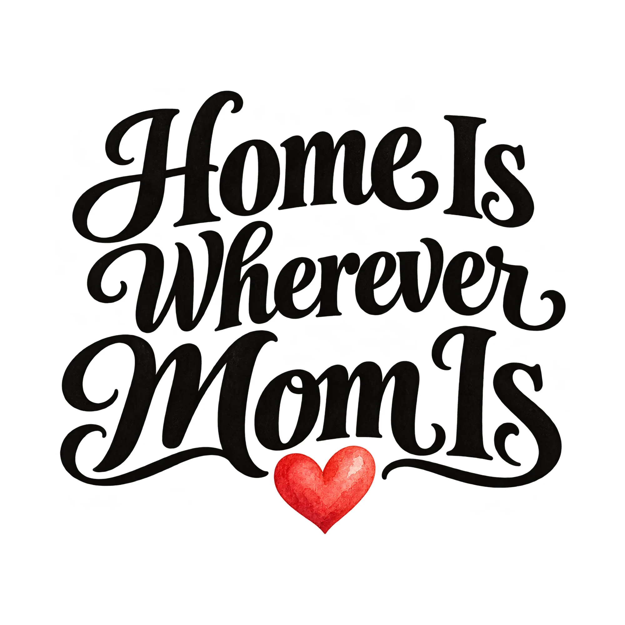 Bügelbild Home Is Wherever Mom Is, Mama Papa Shirt Spruch als Grafik auf weißem Hintergrund (BB015172)