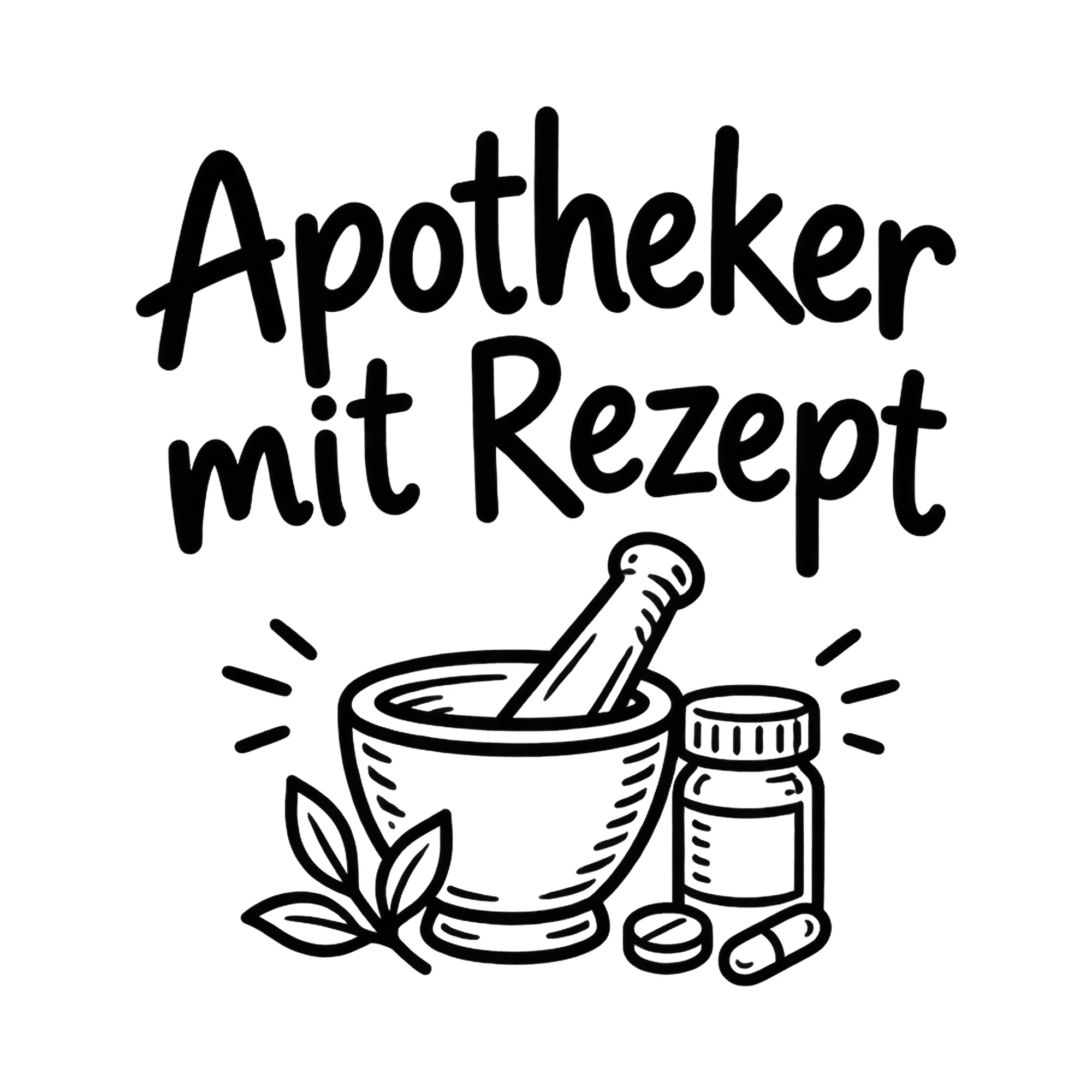 Bügelbild Apotheker mit Rezept als Grafik auf weißem Hintergrund (BB018629)