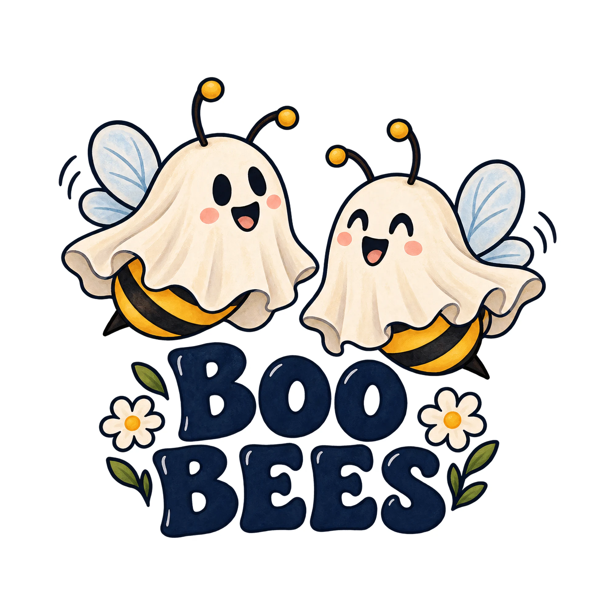 Bügelbild Boo Bees, Halloween Shirt Spruch als Grafik auf weißem Hintergrund (BB017635)