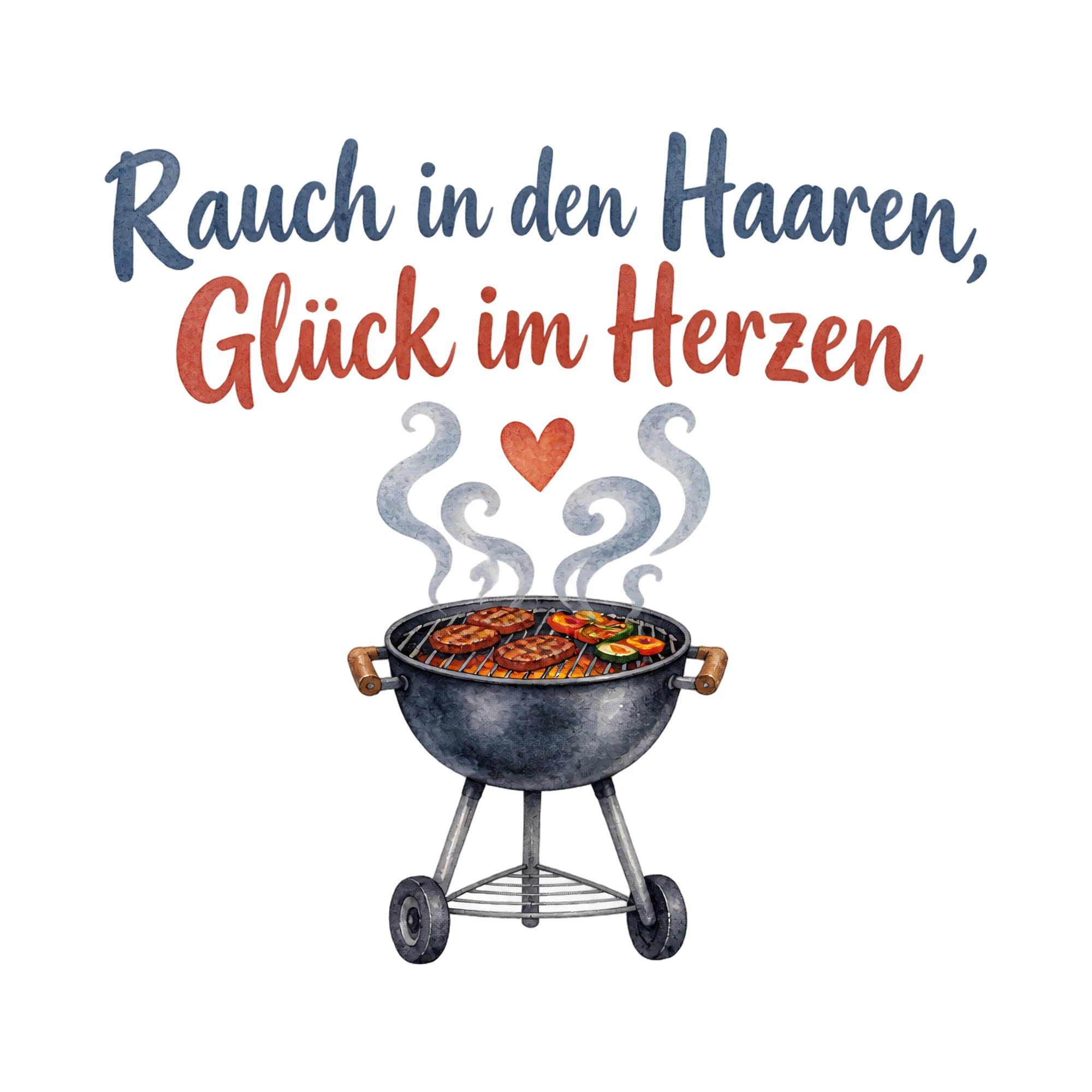 Bügelbild Rauch in den Haaren, Glück im Herzen als Grafik auf weißem Hintergrund (BB019639)